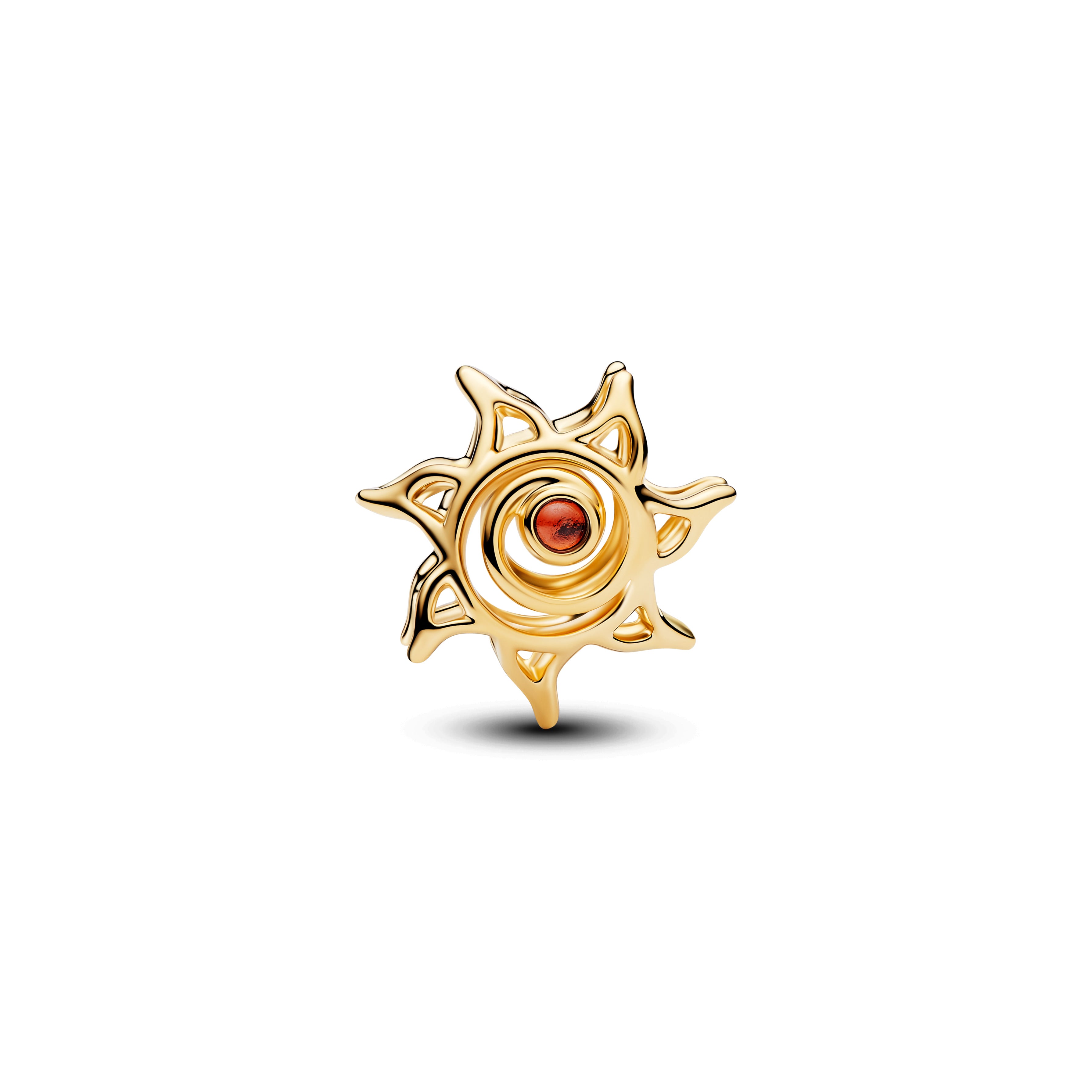 Openwork Sun 14K Gold-Plated Charm With Burnt Orange Crystal