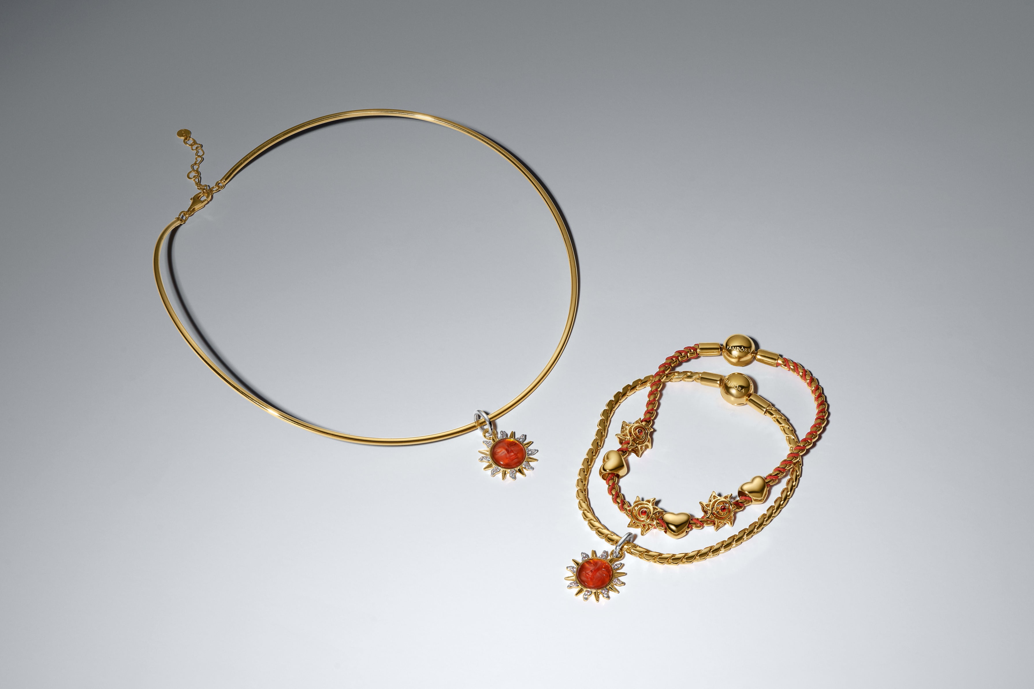 Openwork Sun 14K Gold-Plated Charm With Burnt Orange Crystal