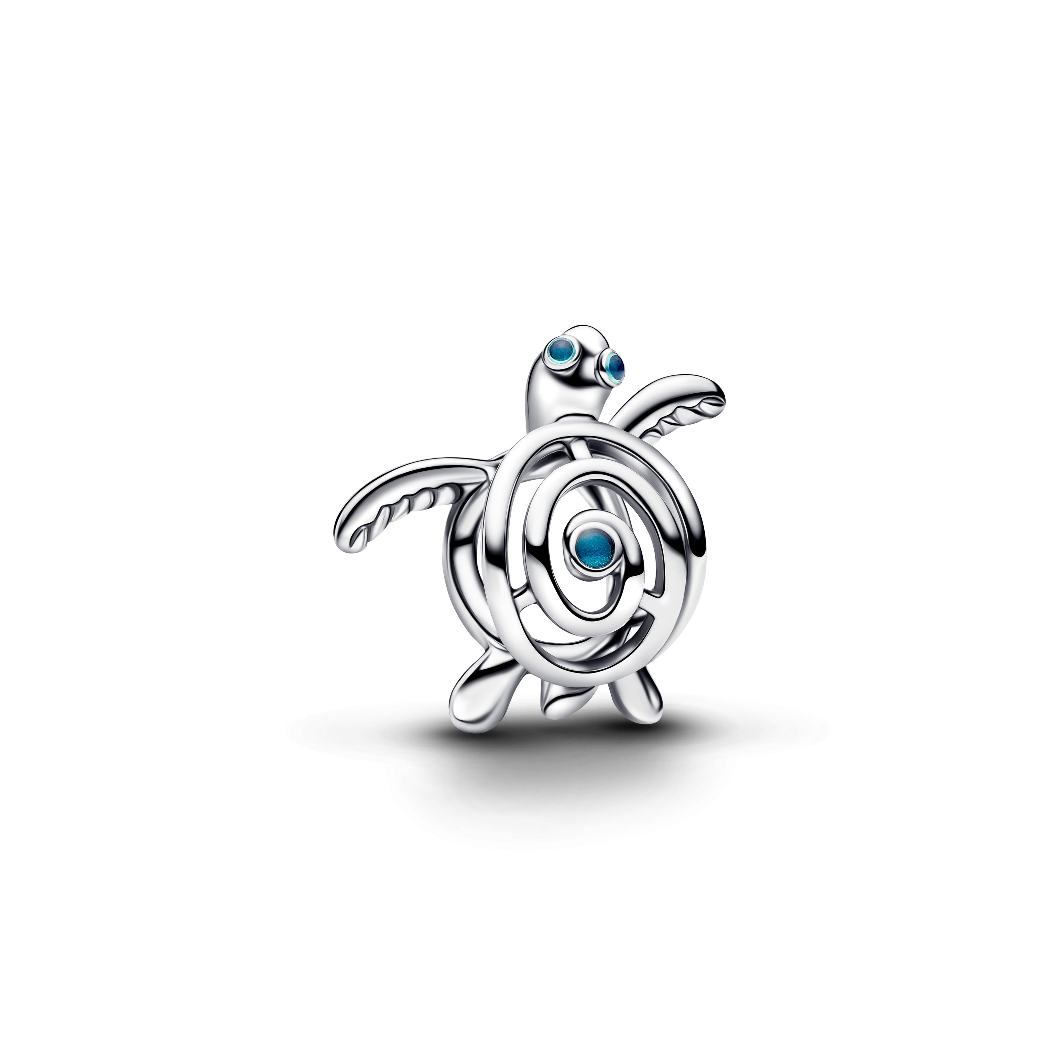 Openwork Turtle Sterling Silver Charm With Turquoise Enamel