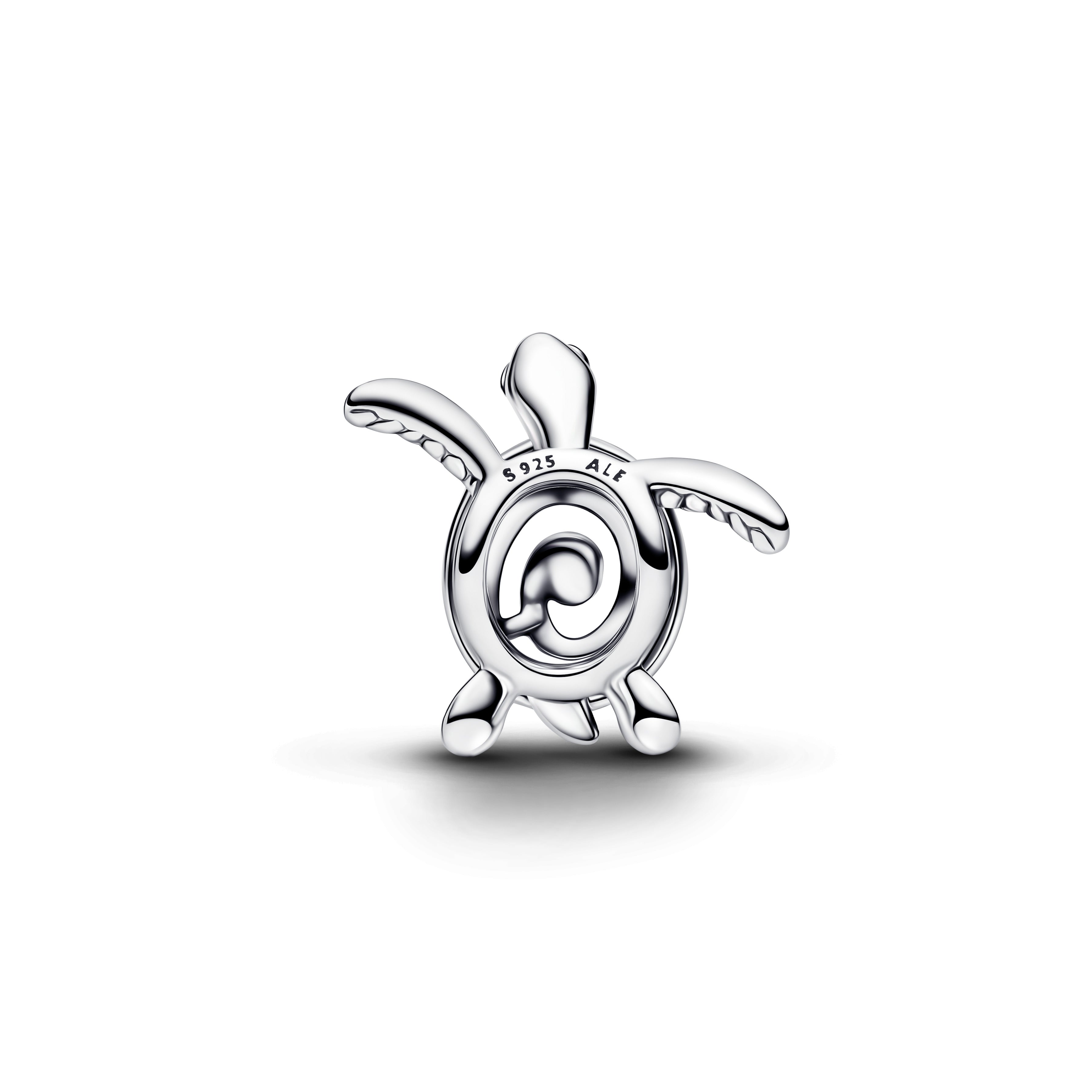 Openwork Turtle Sterling Silver Charm With Turquoise Enamel