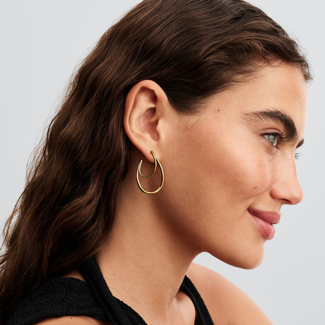 Organically Shaped 14K Gold-Plated Hoop Earrings