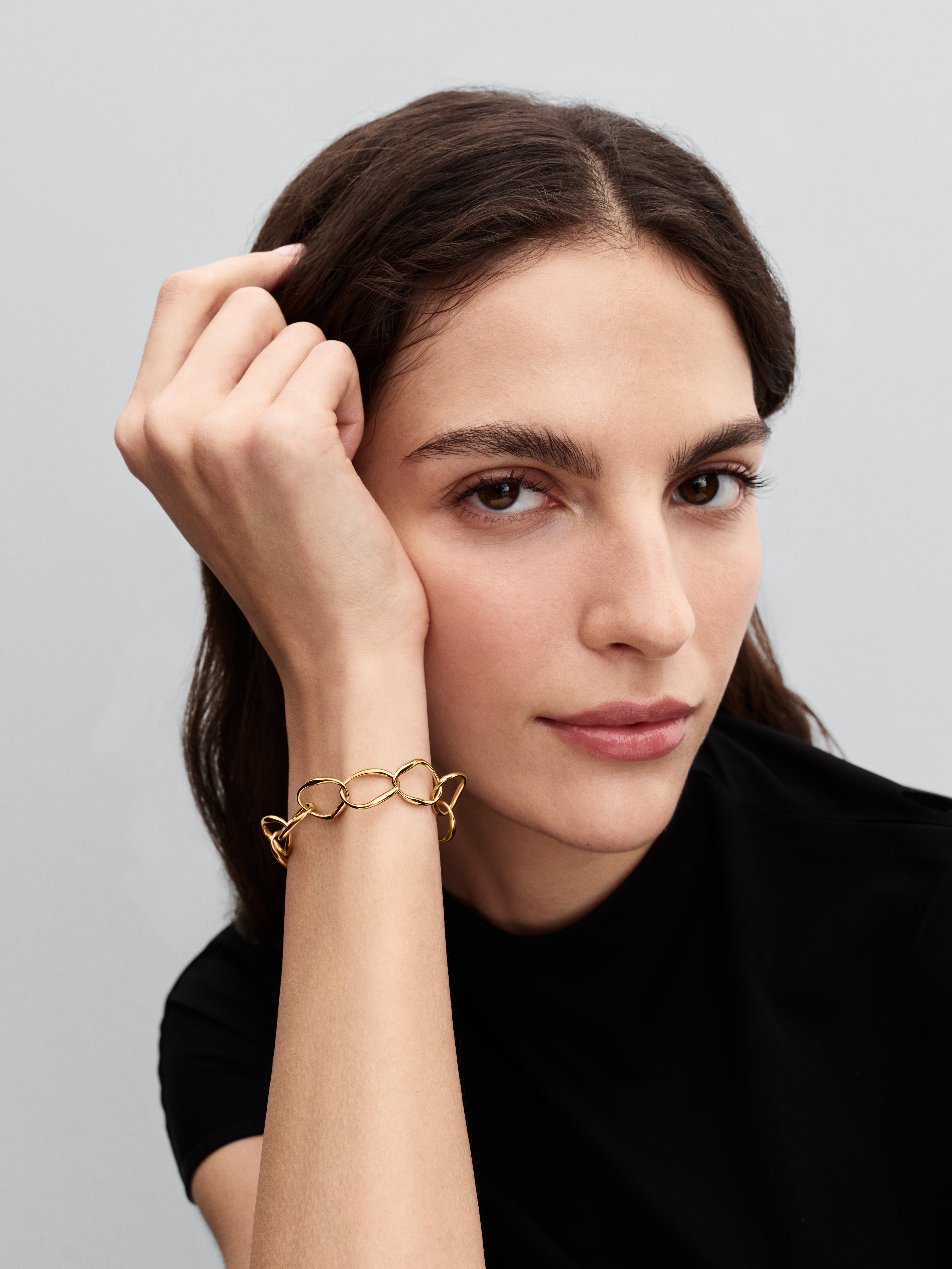 Organically Shaped Link 14K Gold-Plated Bracelet
