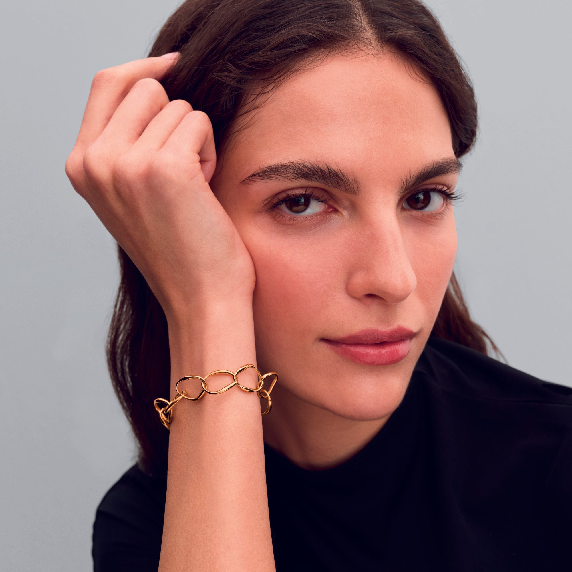 Organically Shaped Link 14K Gold-Plated Bracelet