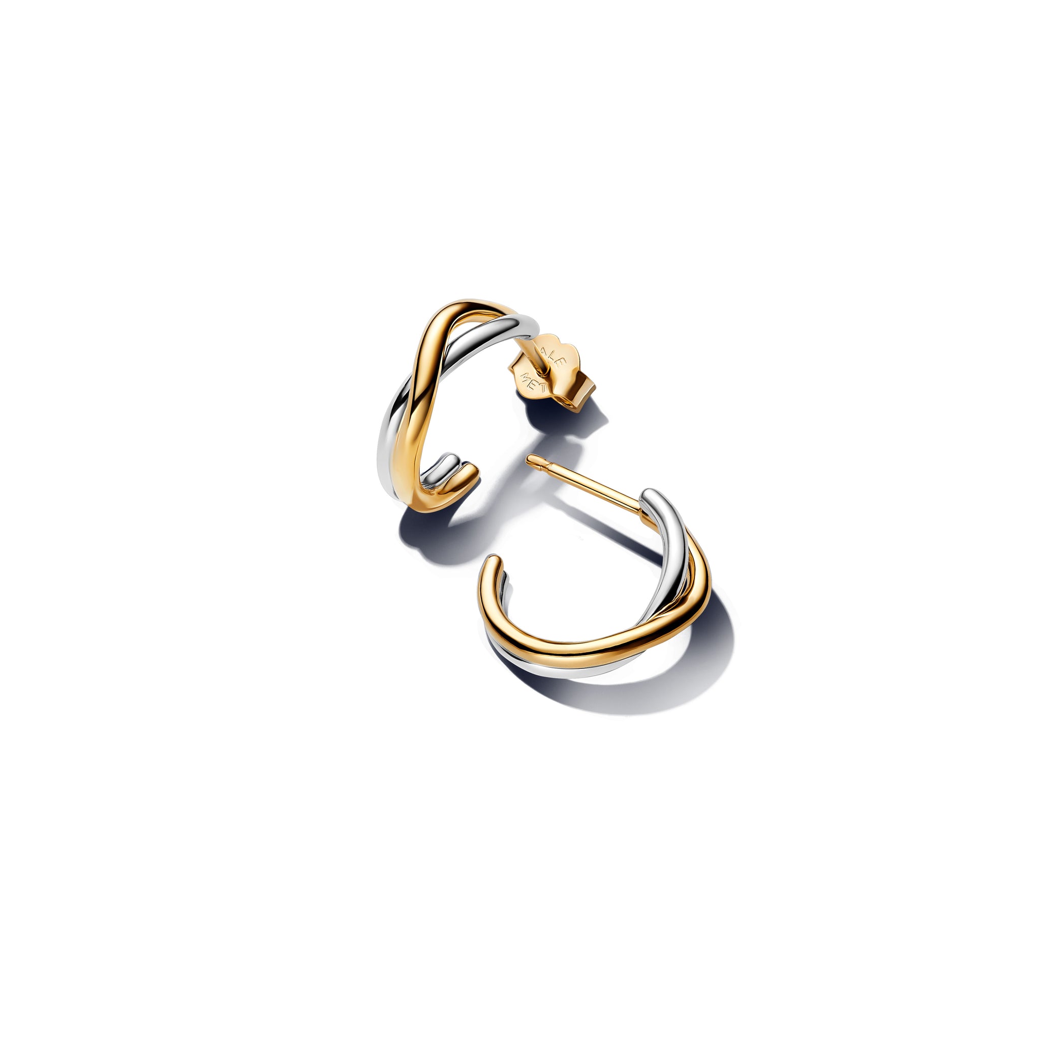Organically Shaped Sterling Silver And 14K Gold-Plated Hoop Earrings