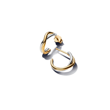 Organically Shaped Sterling Silver And 14K Gold-Plated Hoop Earrings