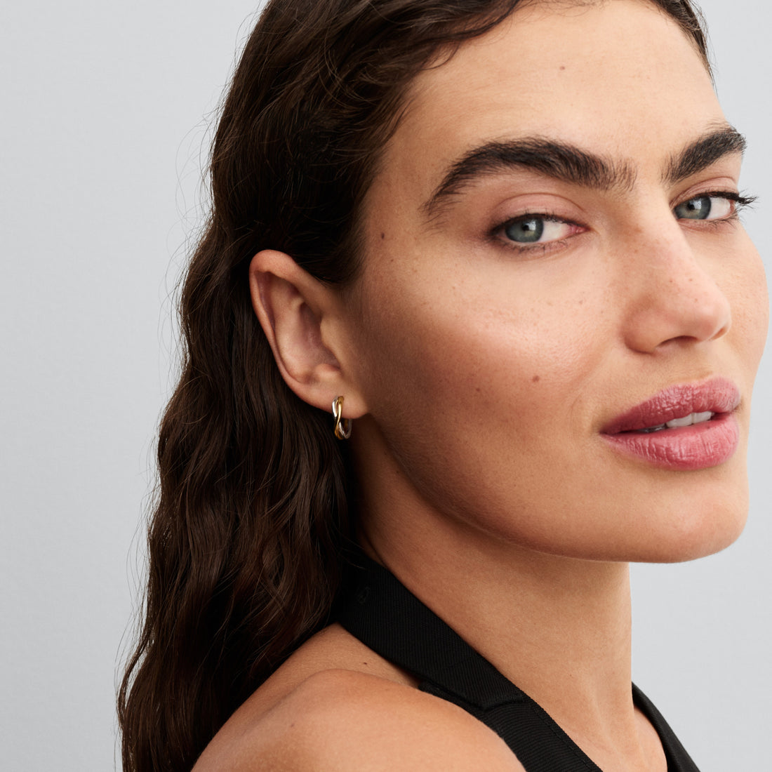 Organically Shaped Sterling Silver And 14K Gold-Plated Hoop Earrings