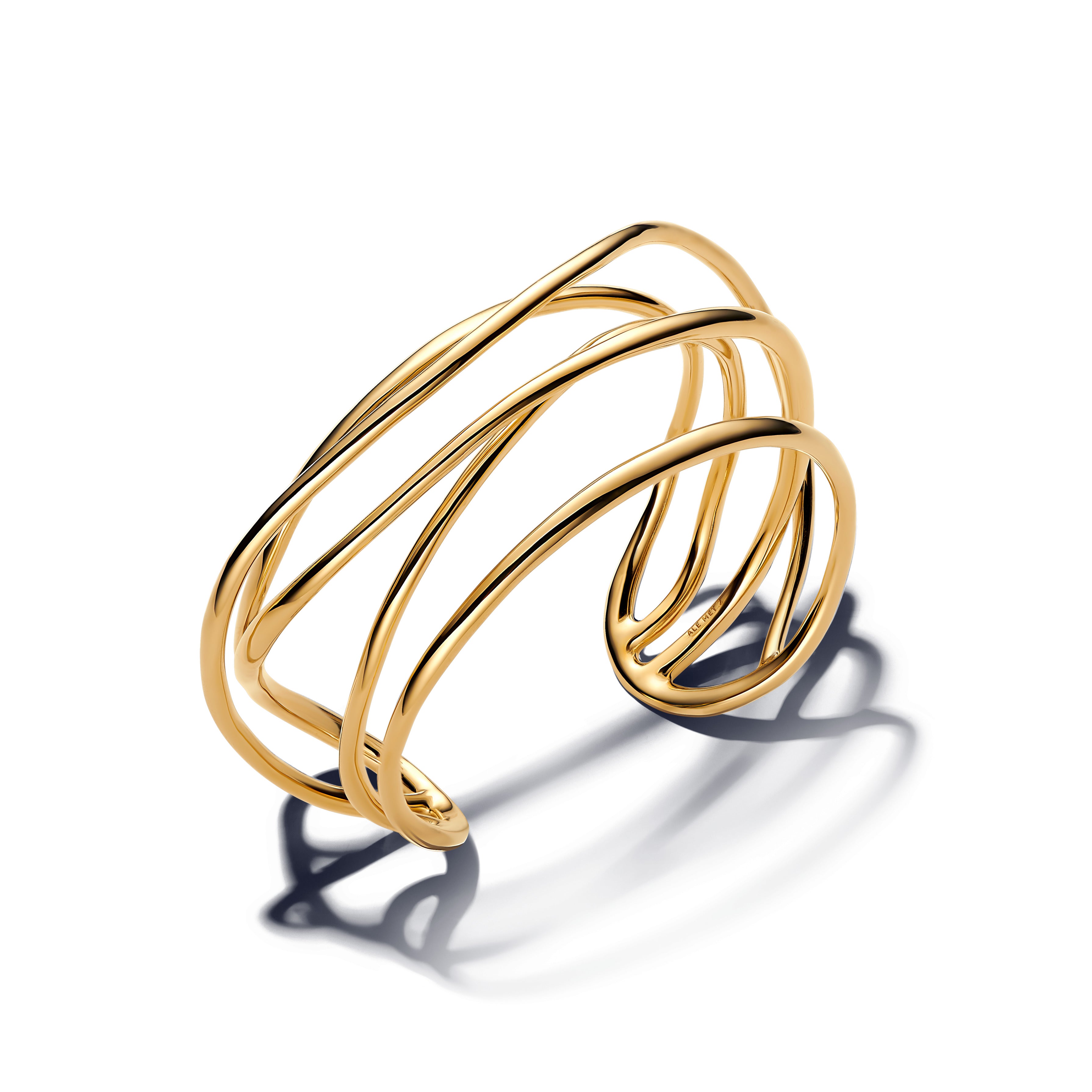 Organically Wired 14K Gold-Plated Open Bangle