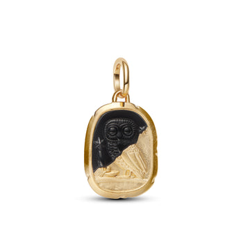 Owl 14K Gold-Plated Medallion With Black Crystal