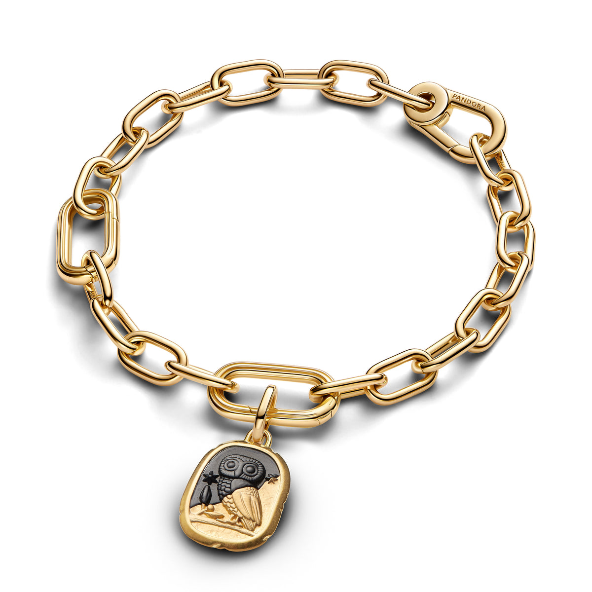 Owl 14K Gold-Plated Medallion With Black Crystal
