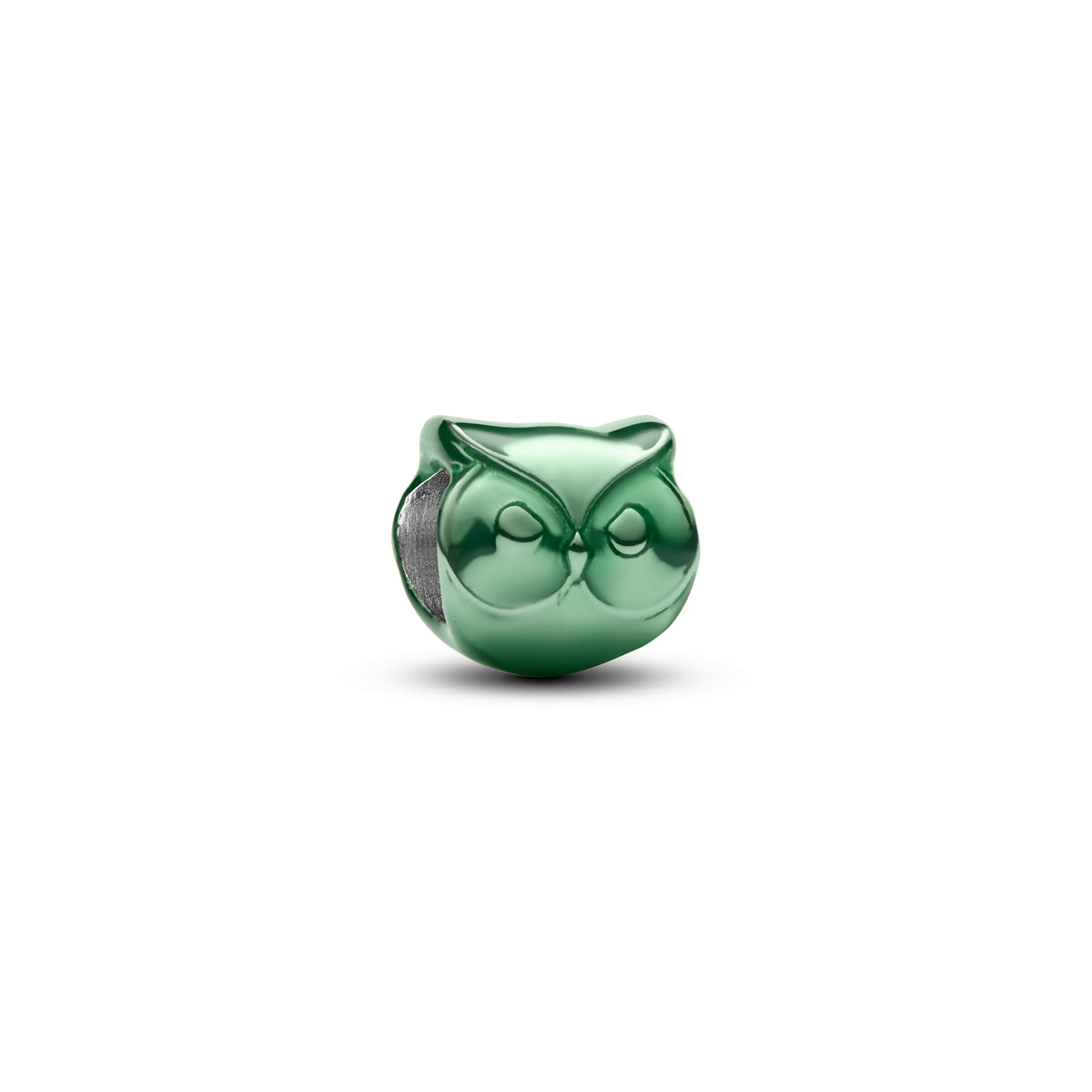Owl Sterling Silver Mini Charm With Green Enamel