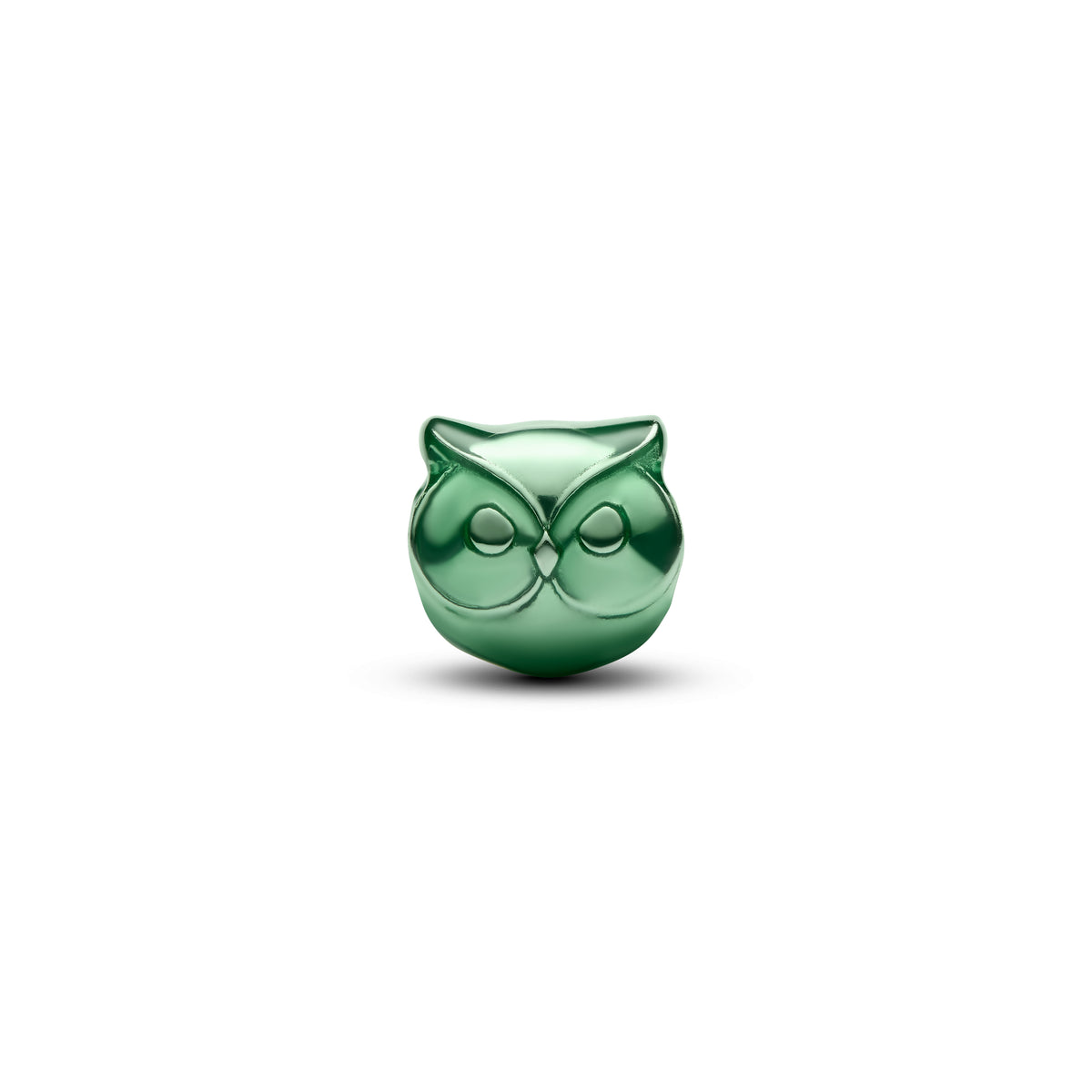 Owl Sterling Silver Mini Charm With Green Enamel