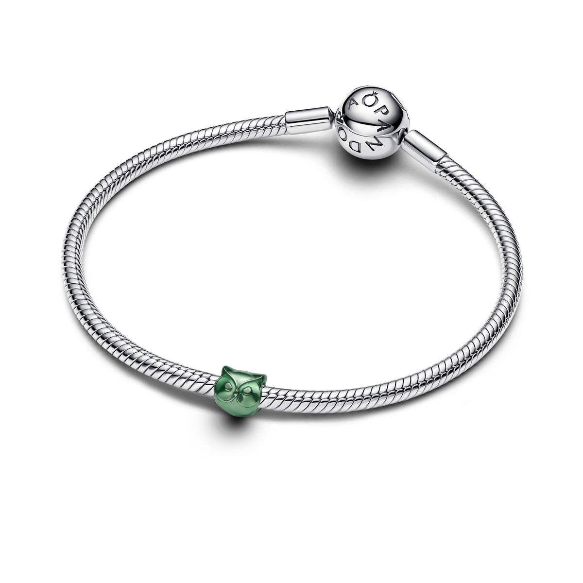 Owl Sterling Silver Mini Charm With Green Enamel