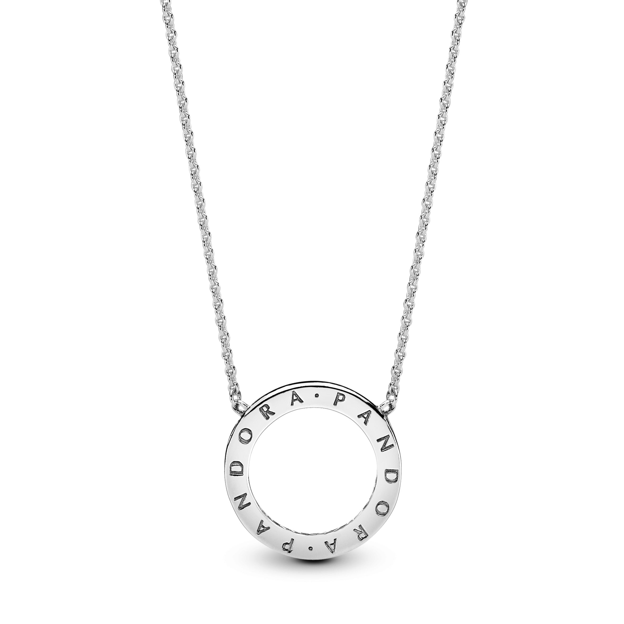 Pandora Logo Reversible Silver Collier With Clear Cubic Zirconia