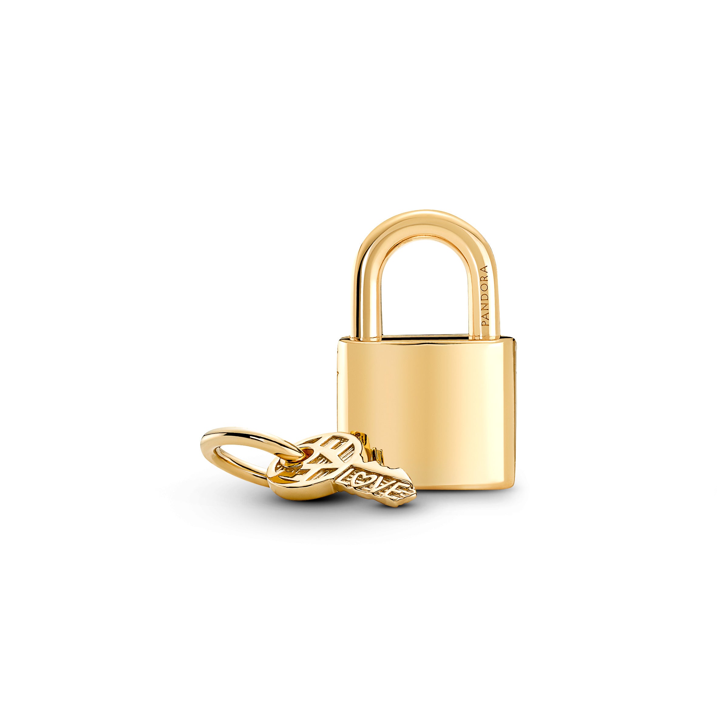 Padlock And Key 14K Gold-Plated Dangle With Clear Cubic Zirconia