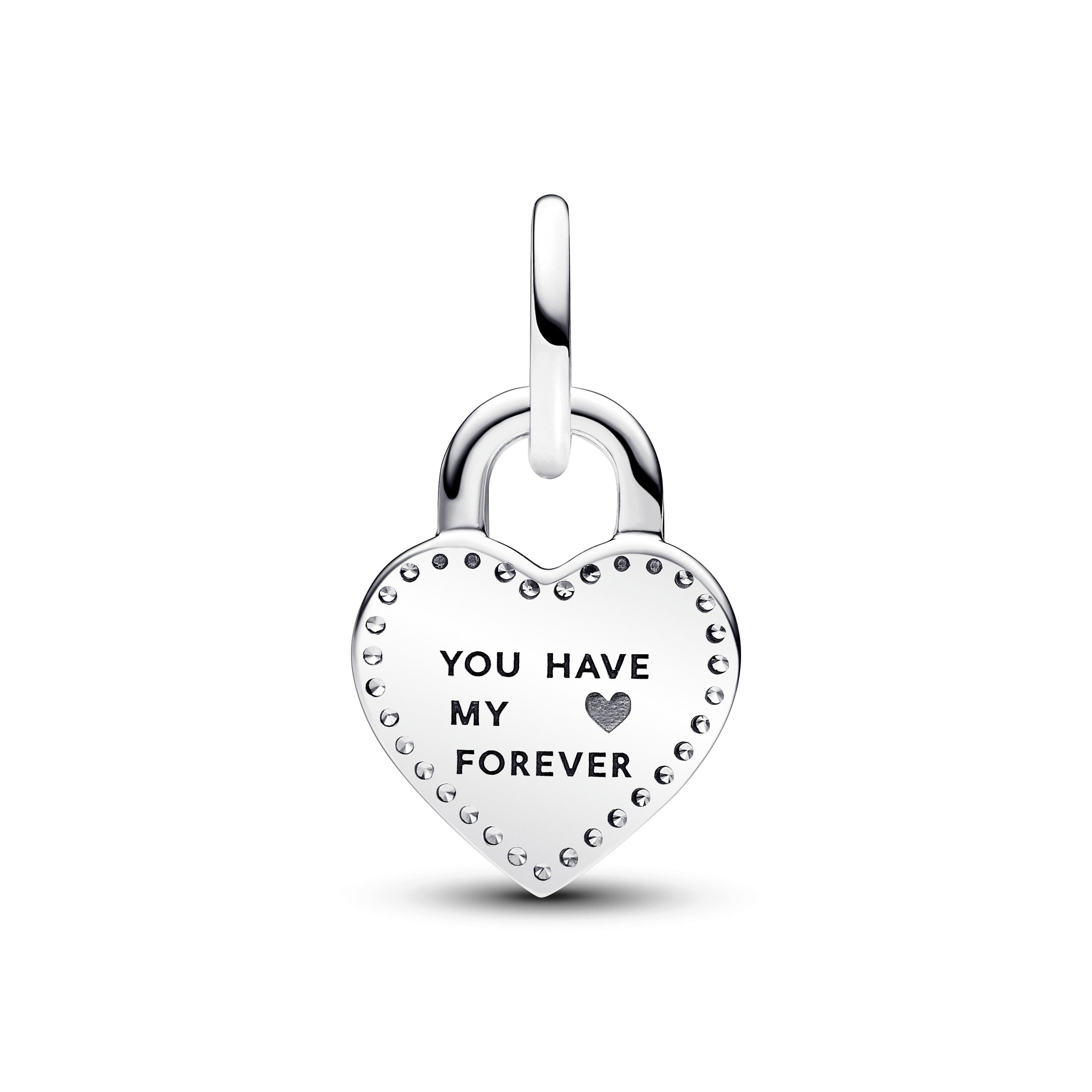 Padlock Heart Sterling Silver And 14K Rose Gold-Plated Dangle With Clear Cubic Zirconia