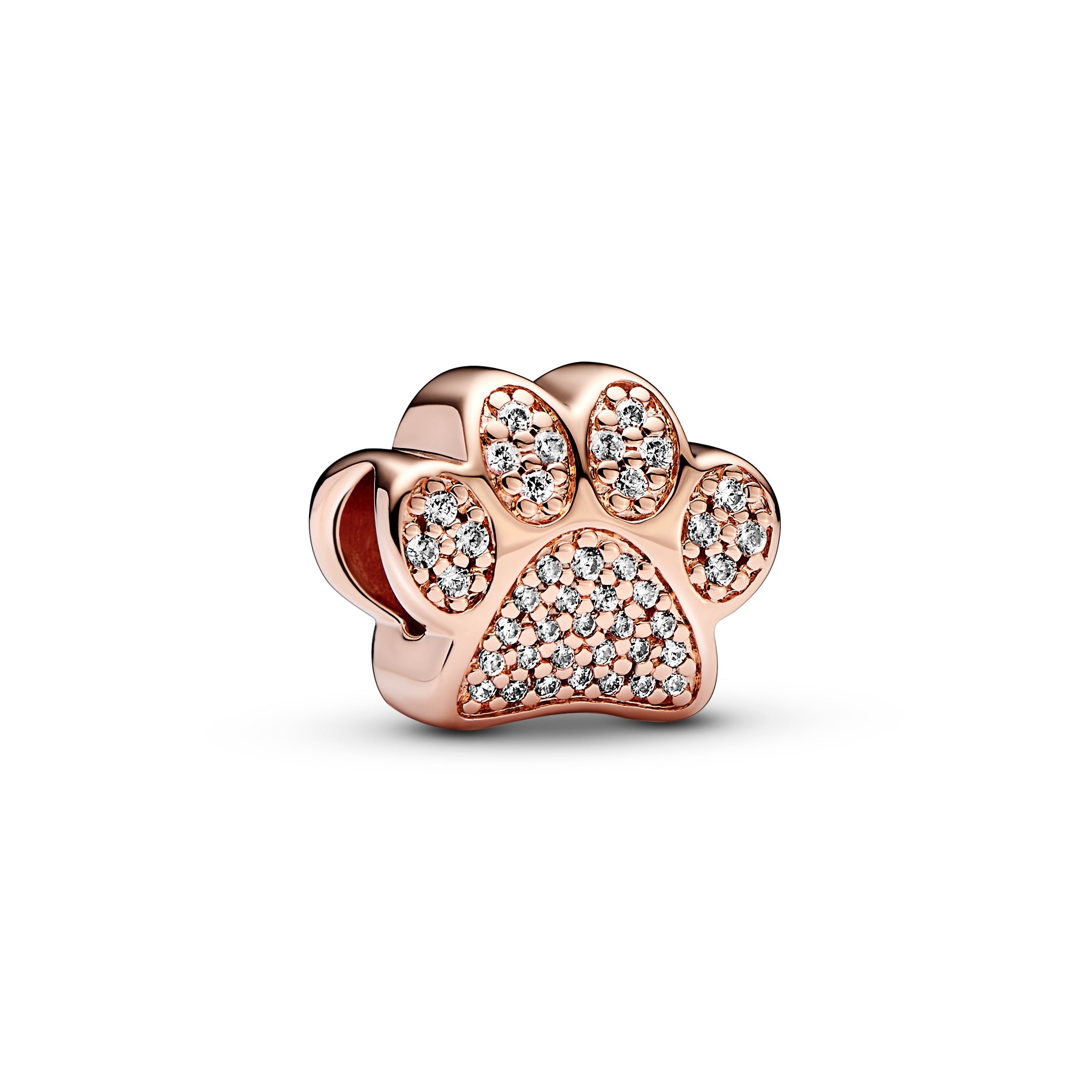 Paw 14K Rose Gold-Plated Charm With Clear Cubic Zirconia