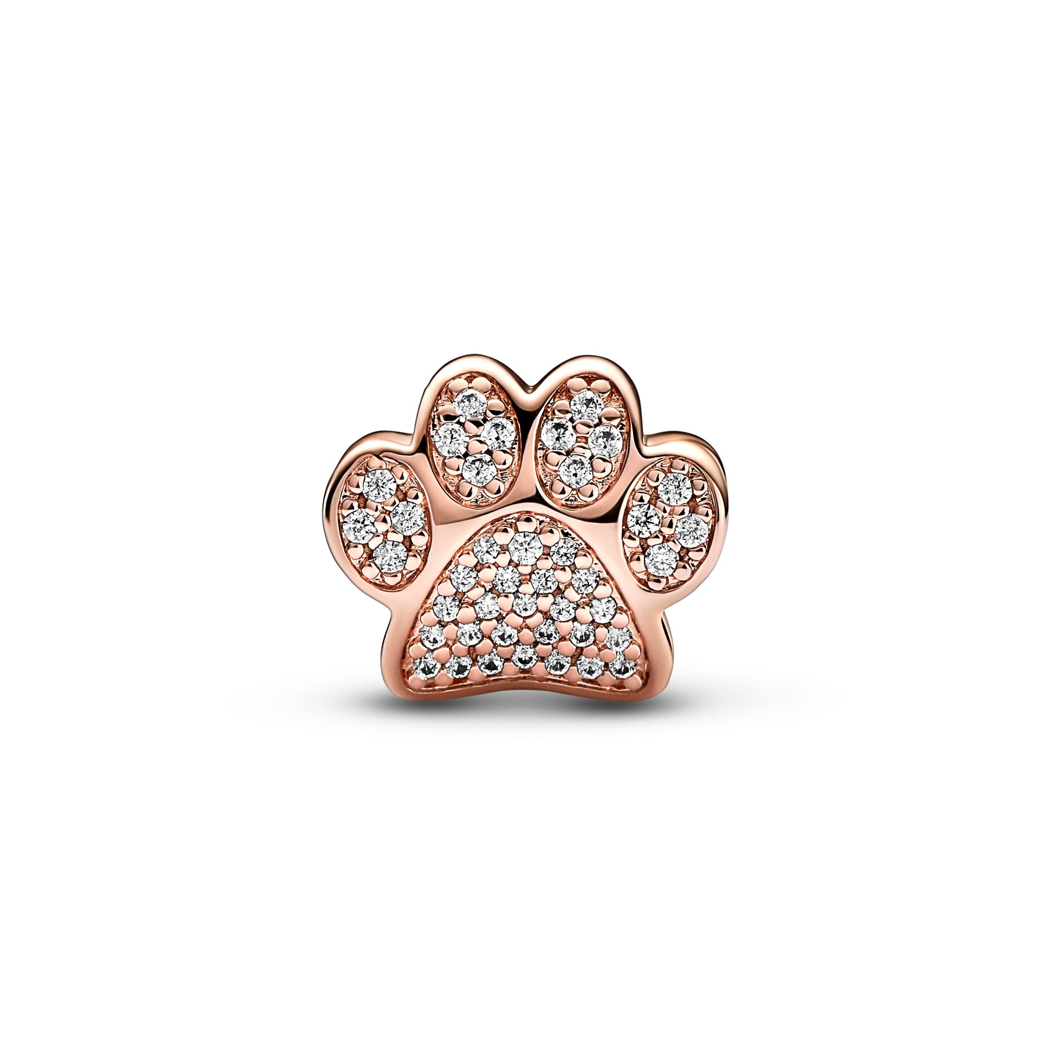 Paw 14K Rose Gold-Plated Charm With Clear Cubic Zirconia