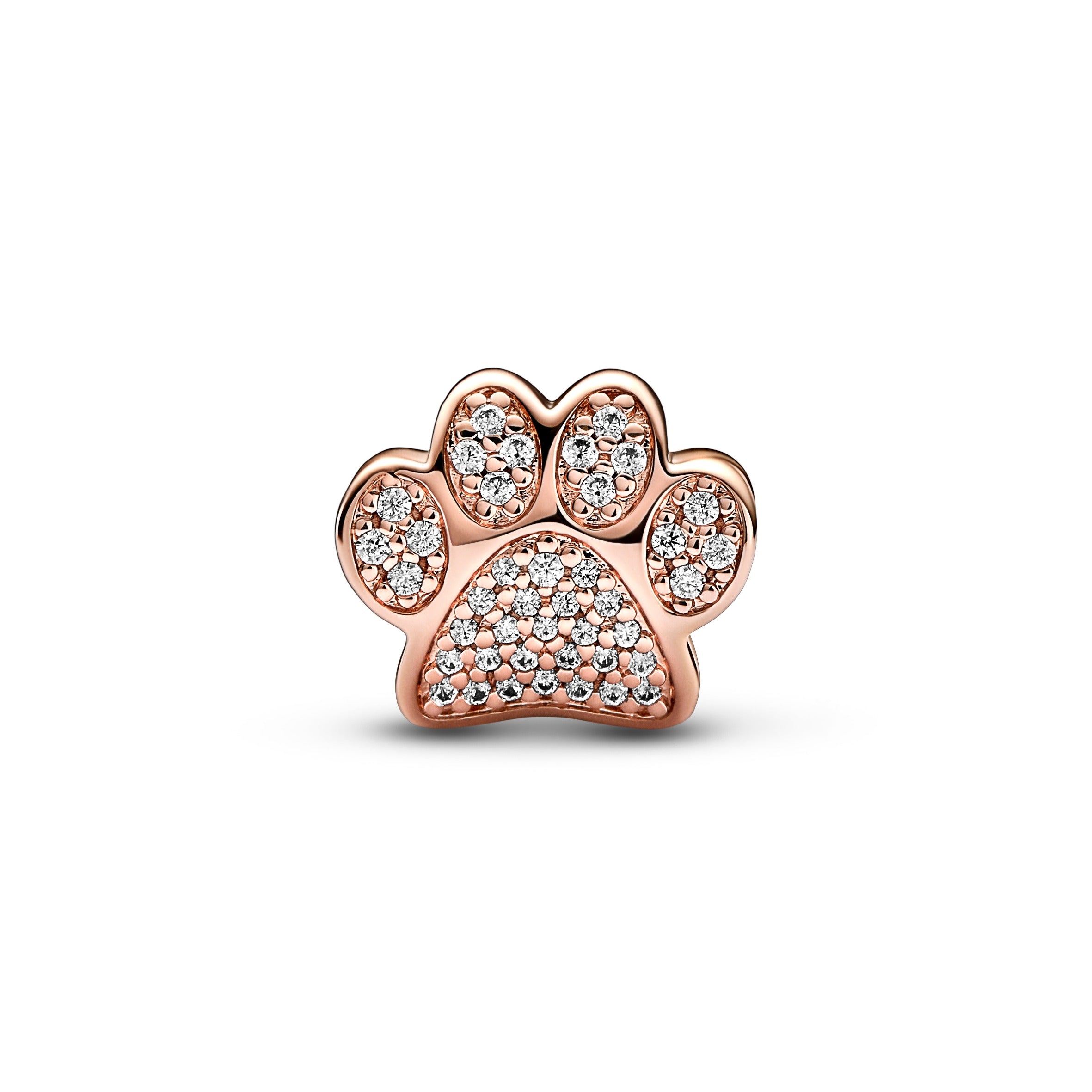 Paw 14K Rose Gold-Plated Charm With Clear Cubic Zirconia