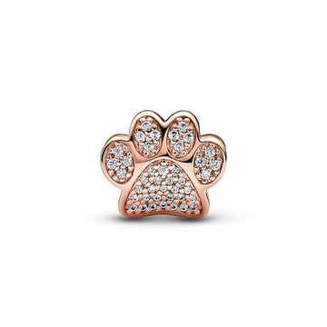 Paw 14K Rose Gold-Plated Charm With Clear Cubic Zirconia