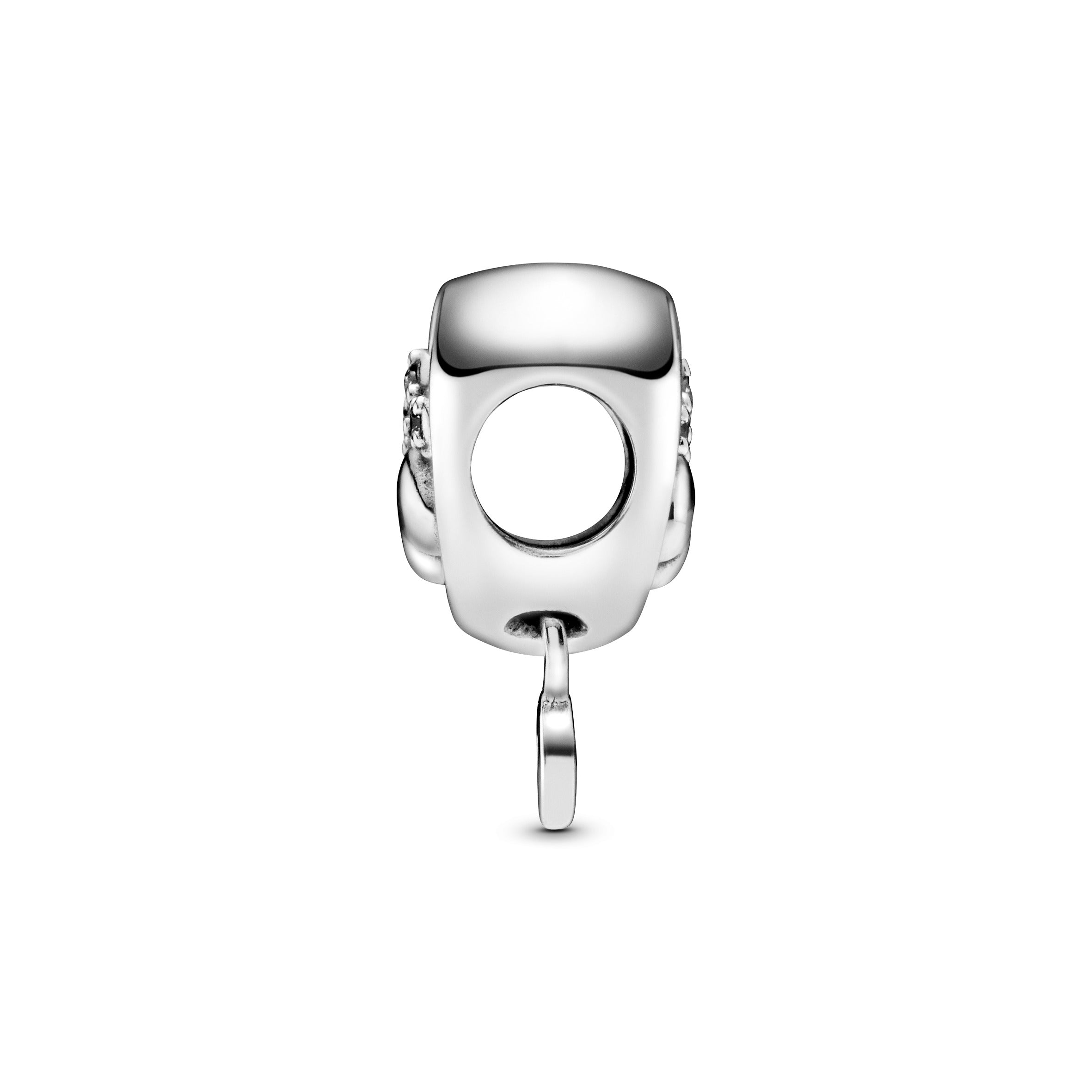 Paw Heart Sterling Silver Charm With Clear Cubic Zirconia