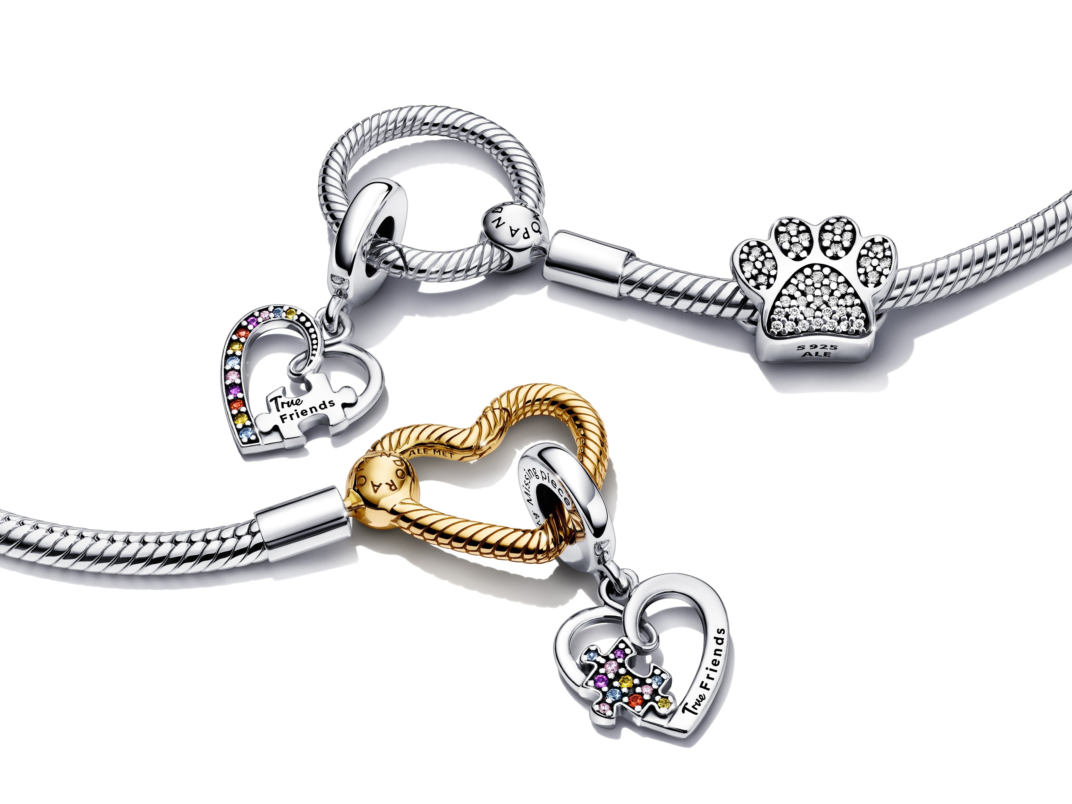 Paw Silver Charm With Cubic Zirconia