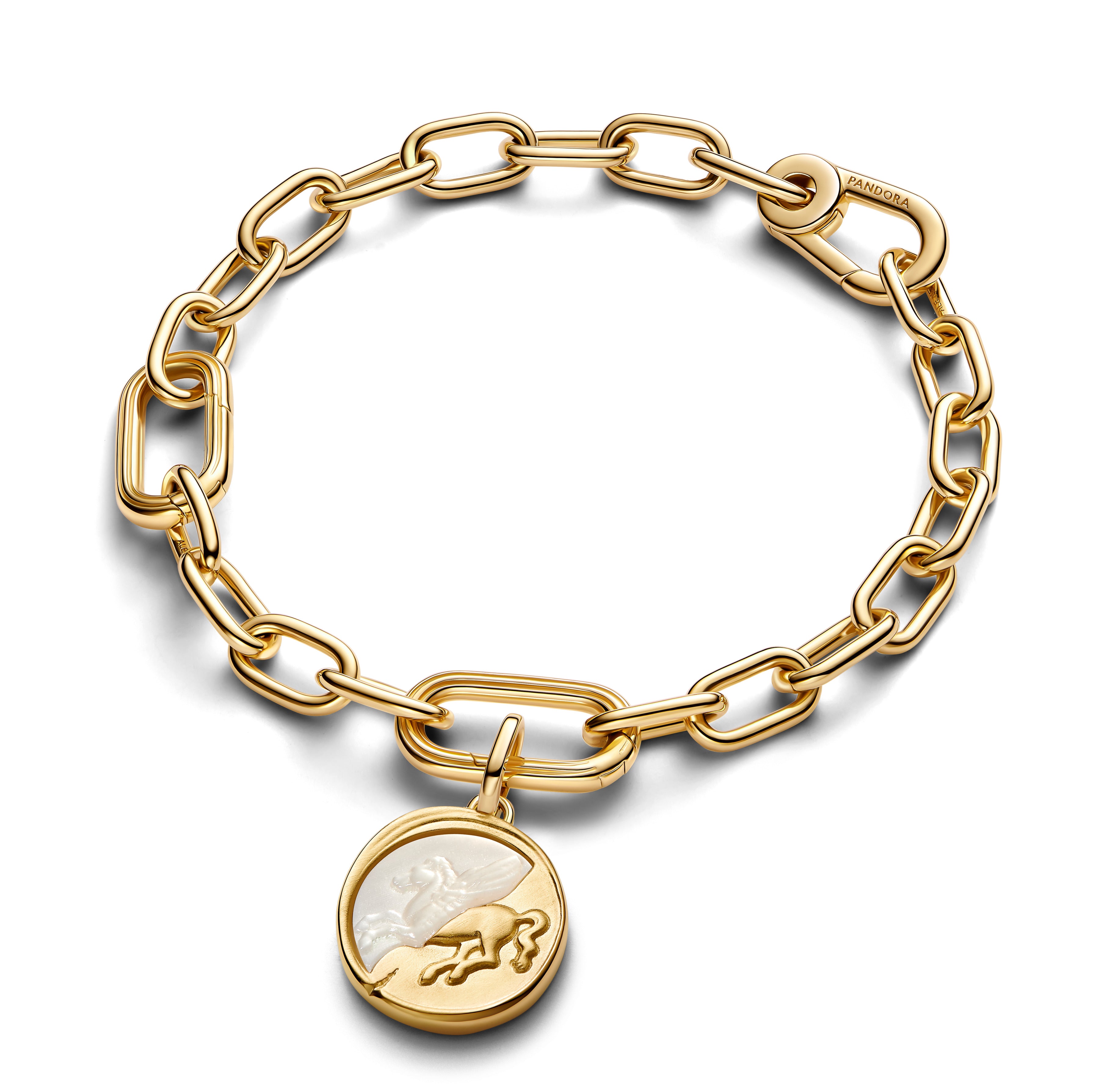 Pegasus 14K Gold-Plated Medallion With Golden White Bioresin Man-Made Mother Of Pearl