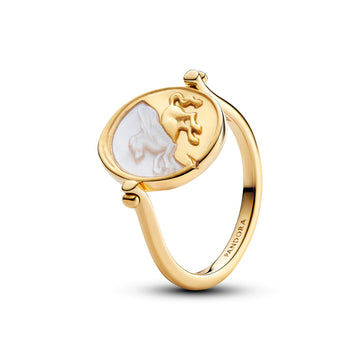 Pegasus 14K Gold-Plated Spinnable Ring With Golden White Bioresin Man-Made Mother Of Pearl