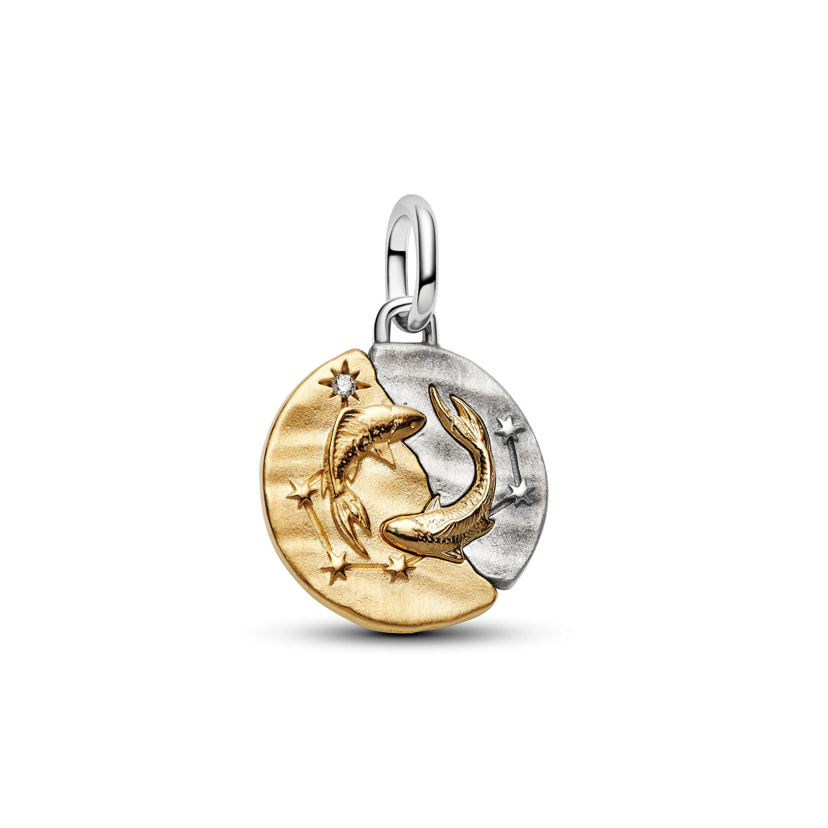Pisces Sterling Silver And 14K Gold-Plated Medallion With Clear Cubic Zirconia