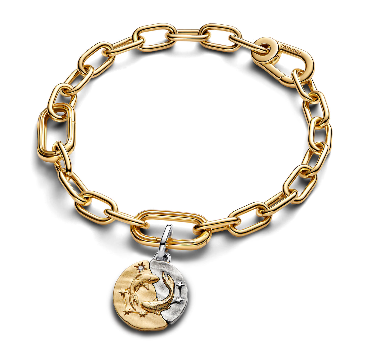 Pisces Sterling Silver And 14K Gold-Plated Medallion With Clear Cubic Zirconia