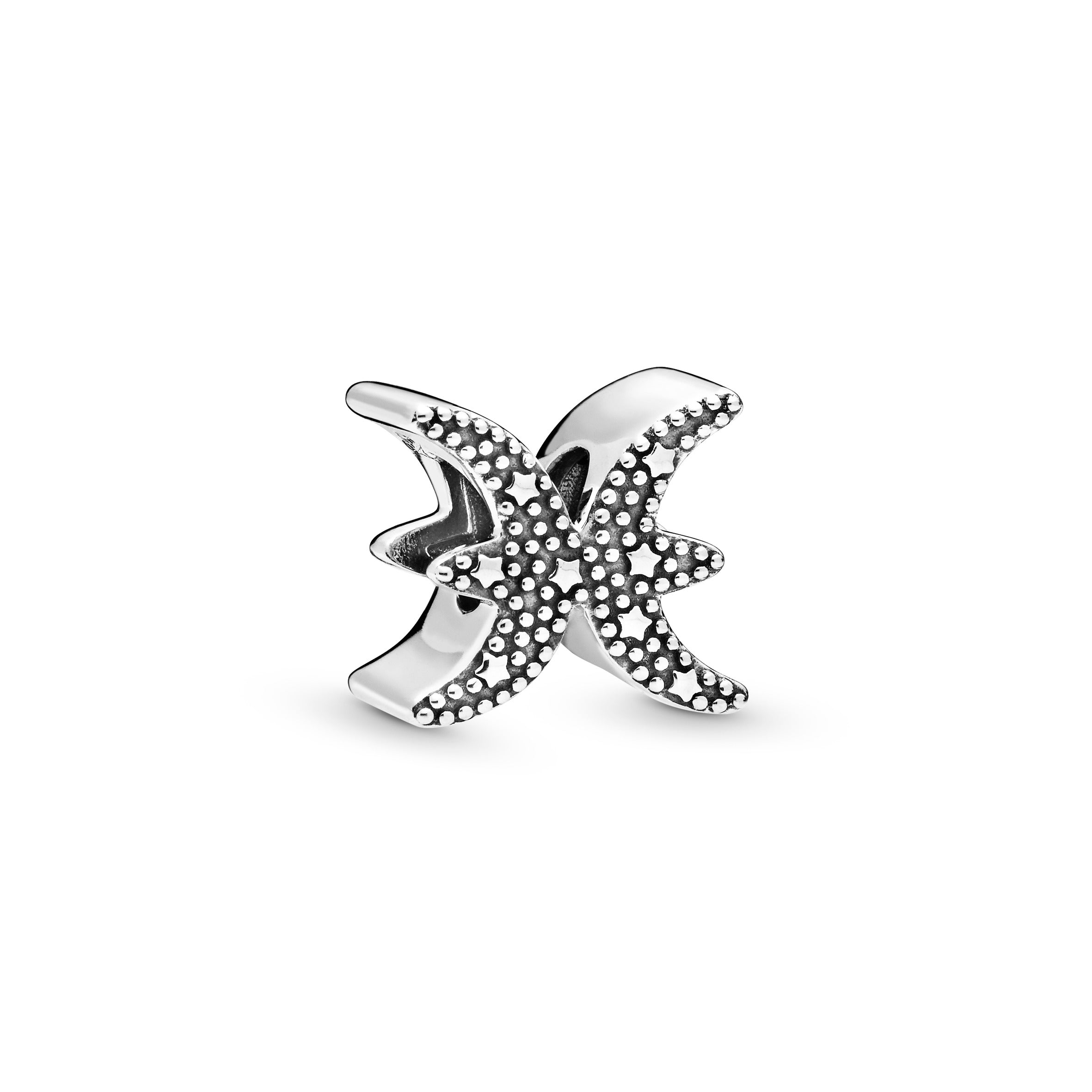 Pisces Sterling Silver Charm With Clear Cubic Zirconia