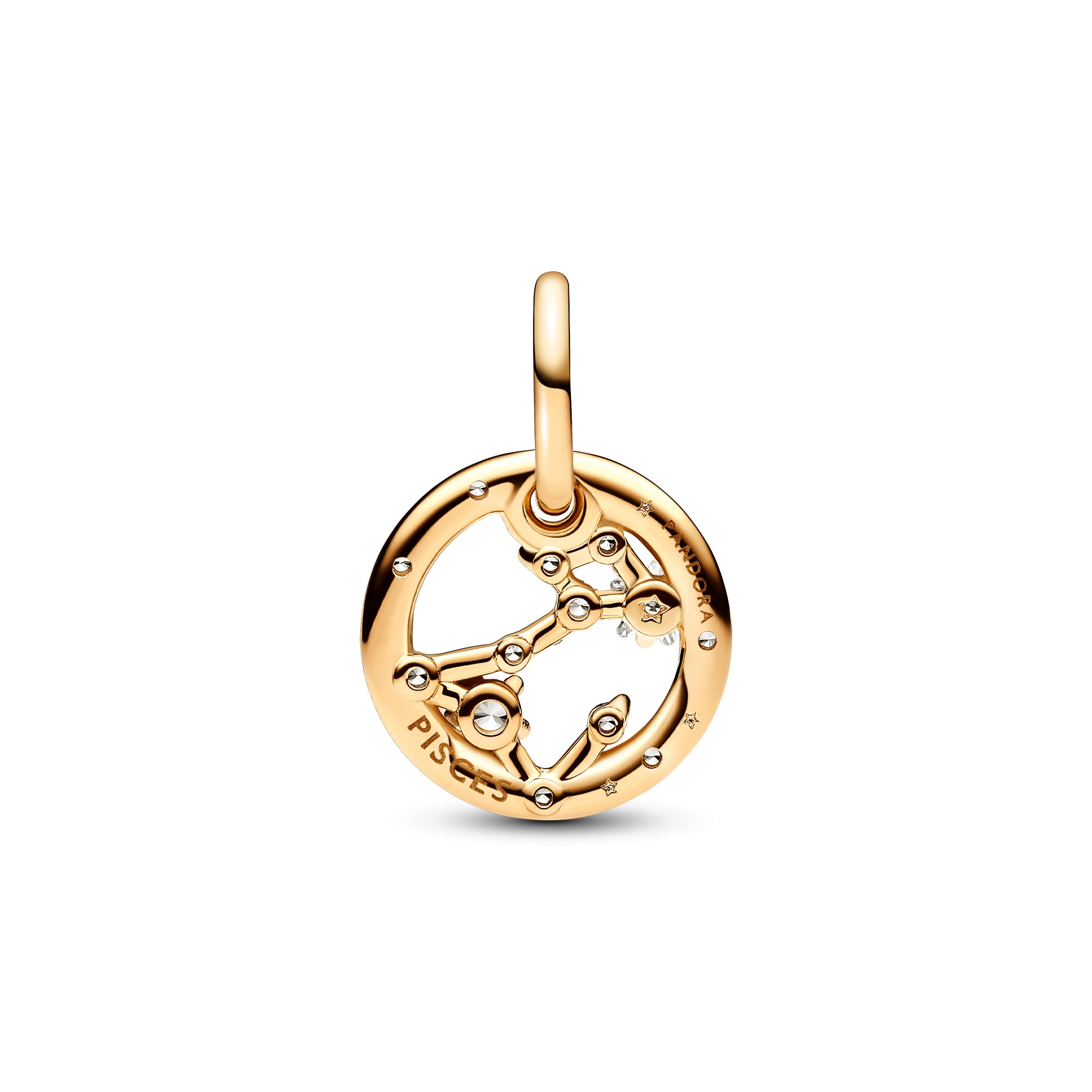 Pisces Zodiac 14K Gold-Plated Dangle With Clear Cubic Zirconia