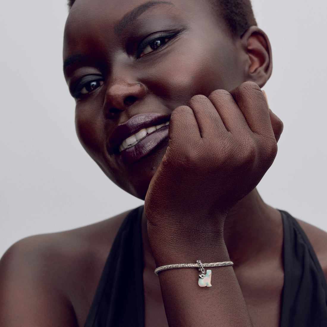 Polarbears Sterling Silver Dangle With Clear Cubic Zirconia And Aurora Lab-Grown Opal Resin