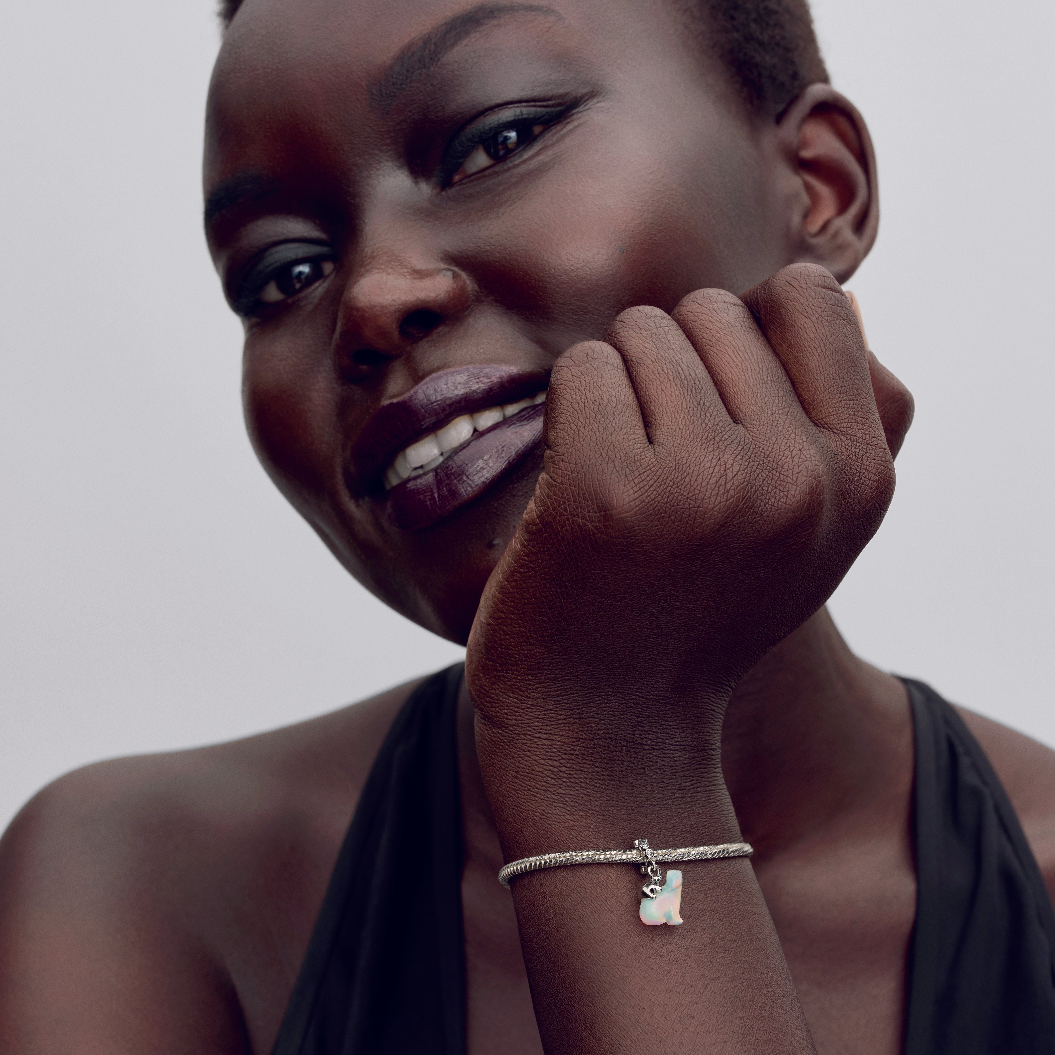 Polarbears Sterling Silver Dangle With Clear Cubic Zirconia And Aurora Lab-Grown Opal Resin