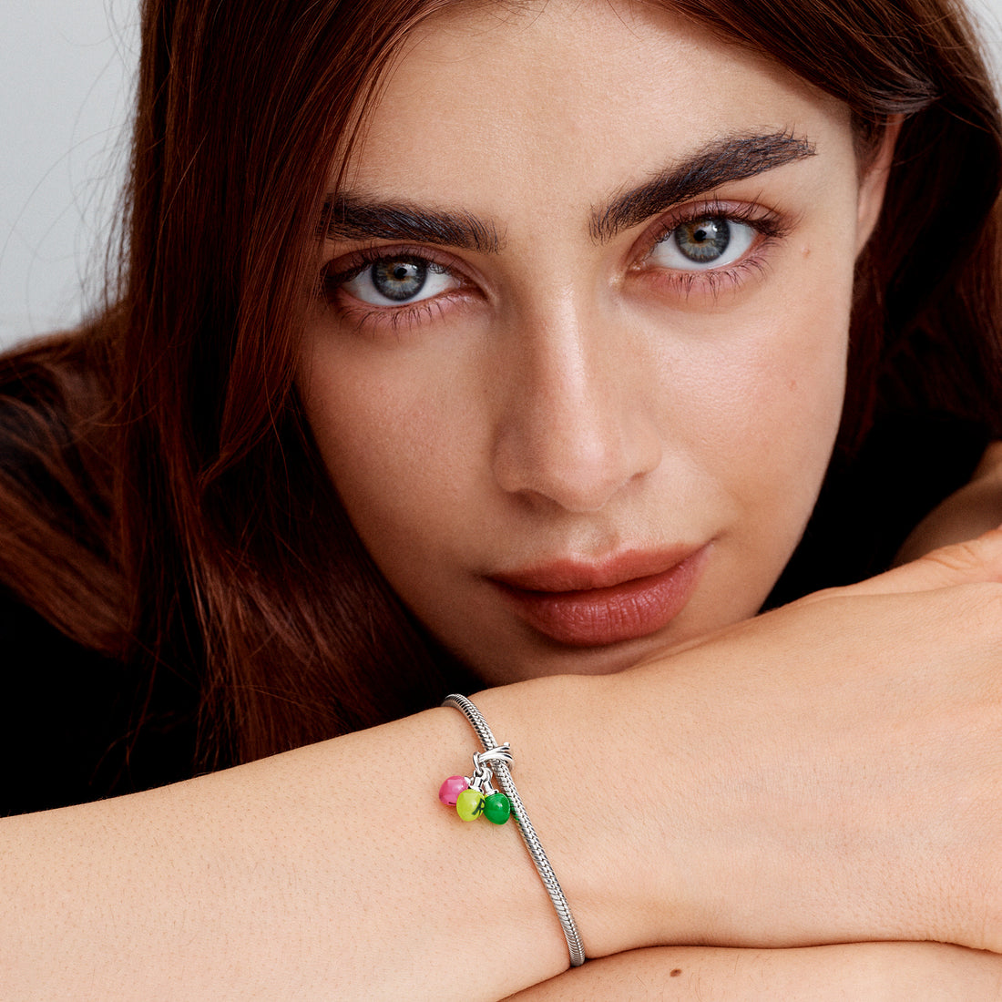 Project Red Lightbulbs Sterling Silver Dangle With Clear Cubic Zirconia, Black, Glow In The Dark Yellow, Green And Pink Enamel