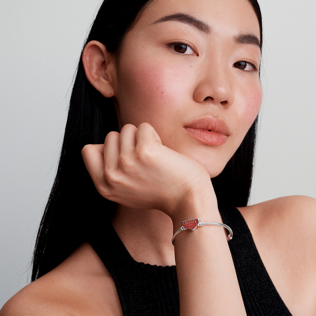 Project Red Snake Chain Sterling Silver Bracelet With Red Enamel