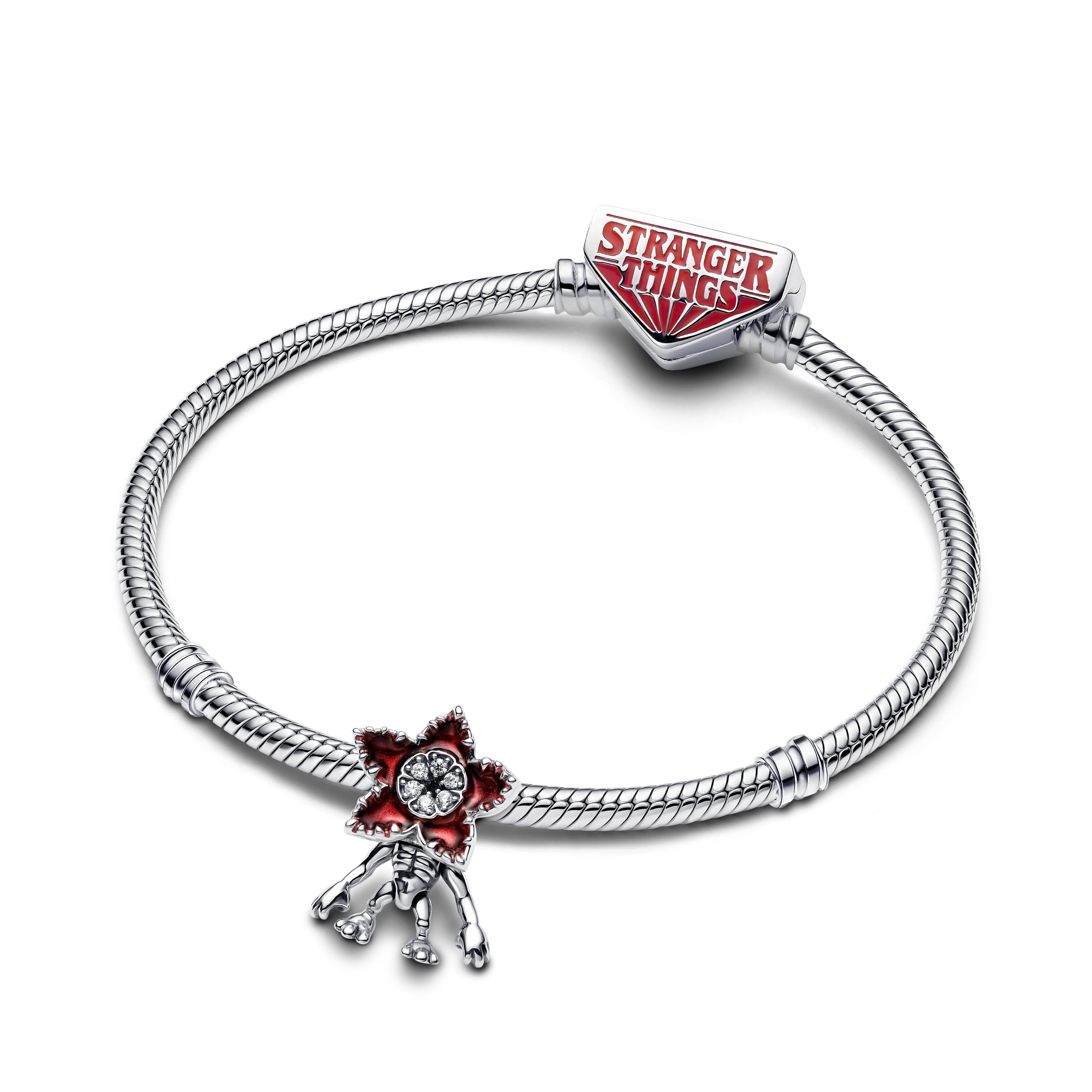 Project Red Sterling Silver Charm With Clear Cubic Zirconia, Black And Pearlescent Red Enamel