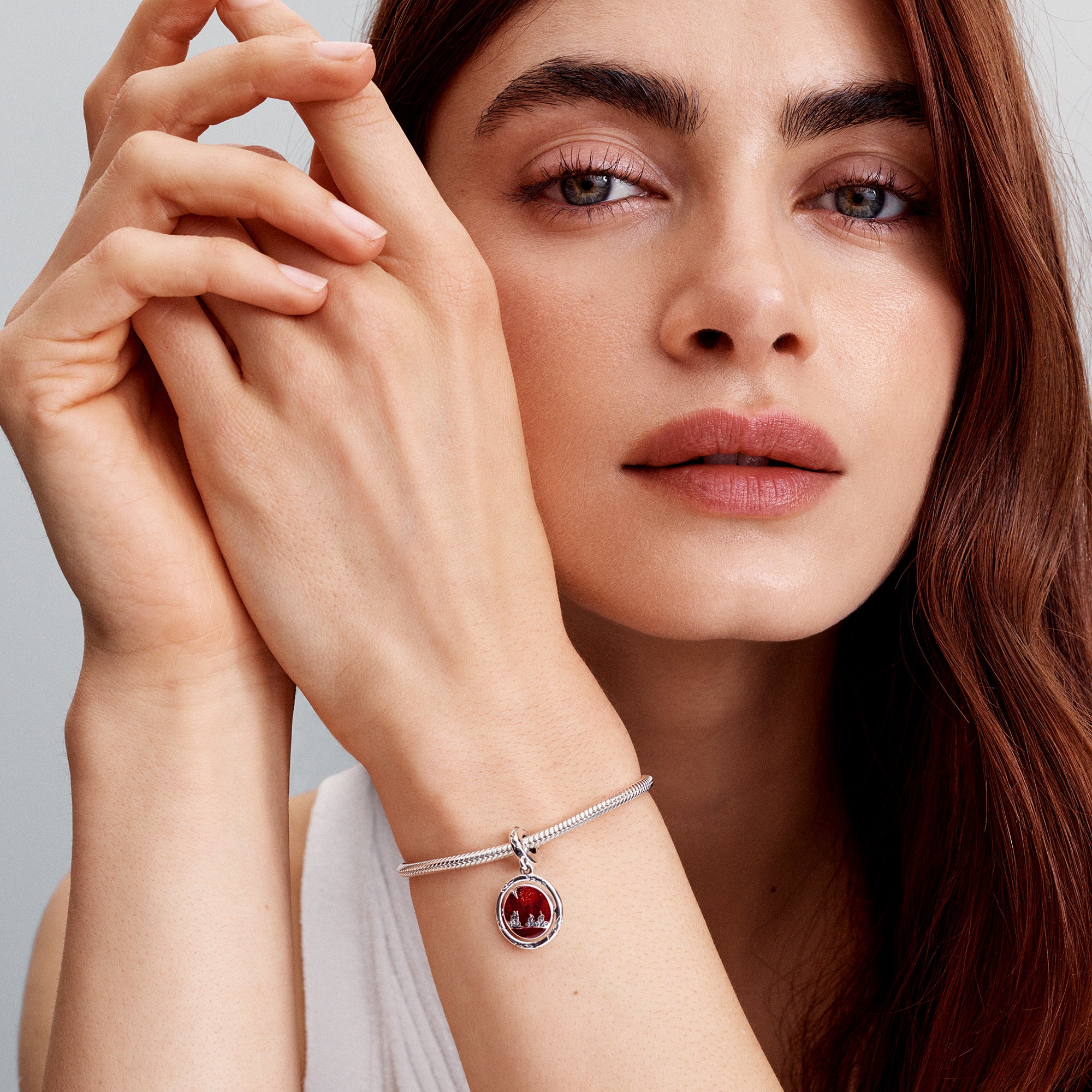 Project Red Sterling Silver Spinning Dangle With Glow In The Dark Glittery Green And  Glittery Red Enamel