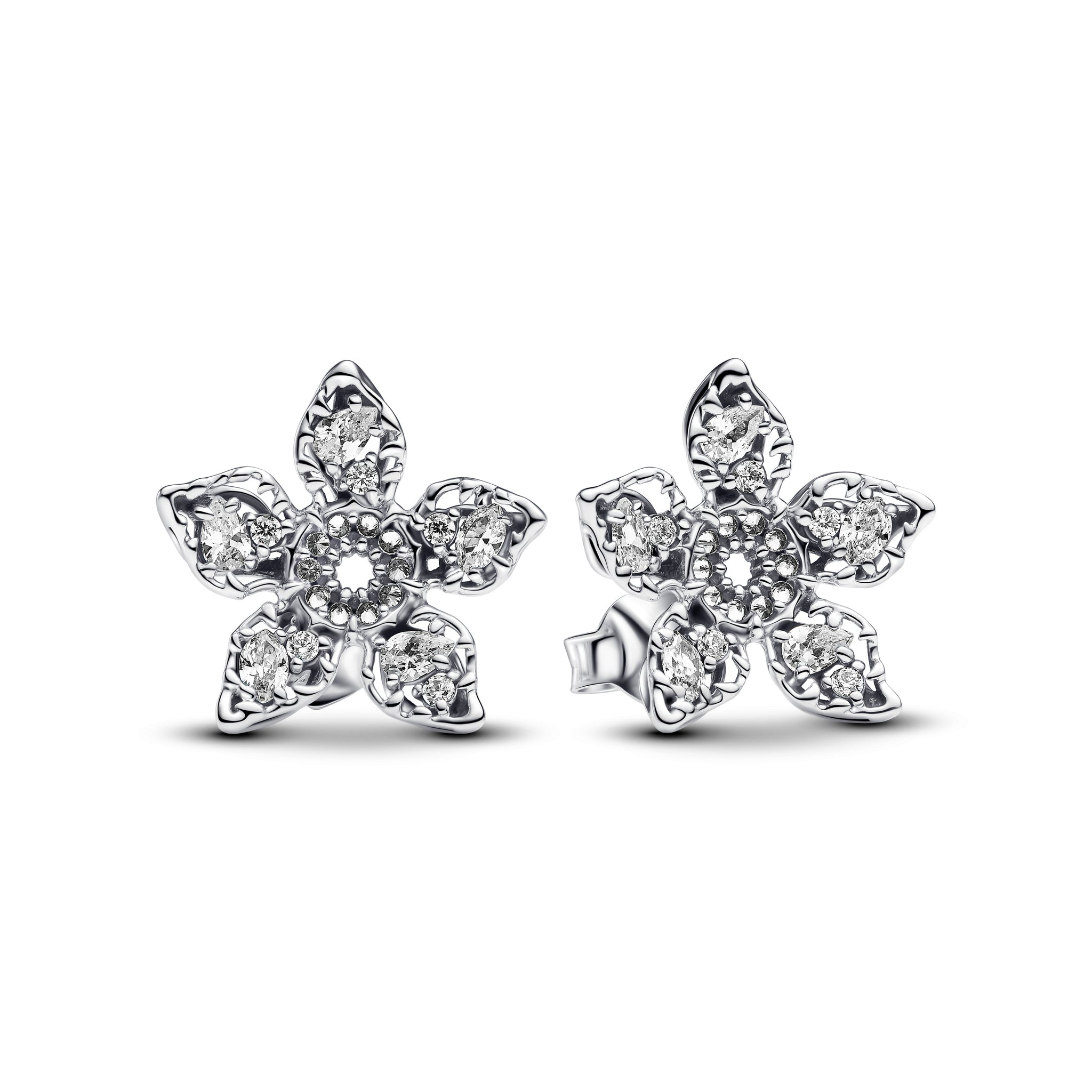 Project Red Sterling Silver Stud Earrings With Clear Cubic Zirconia