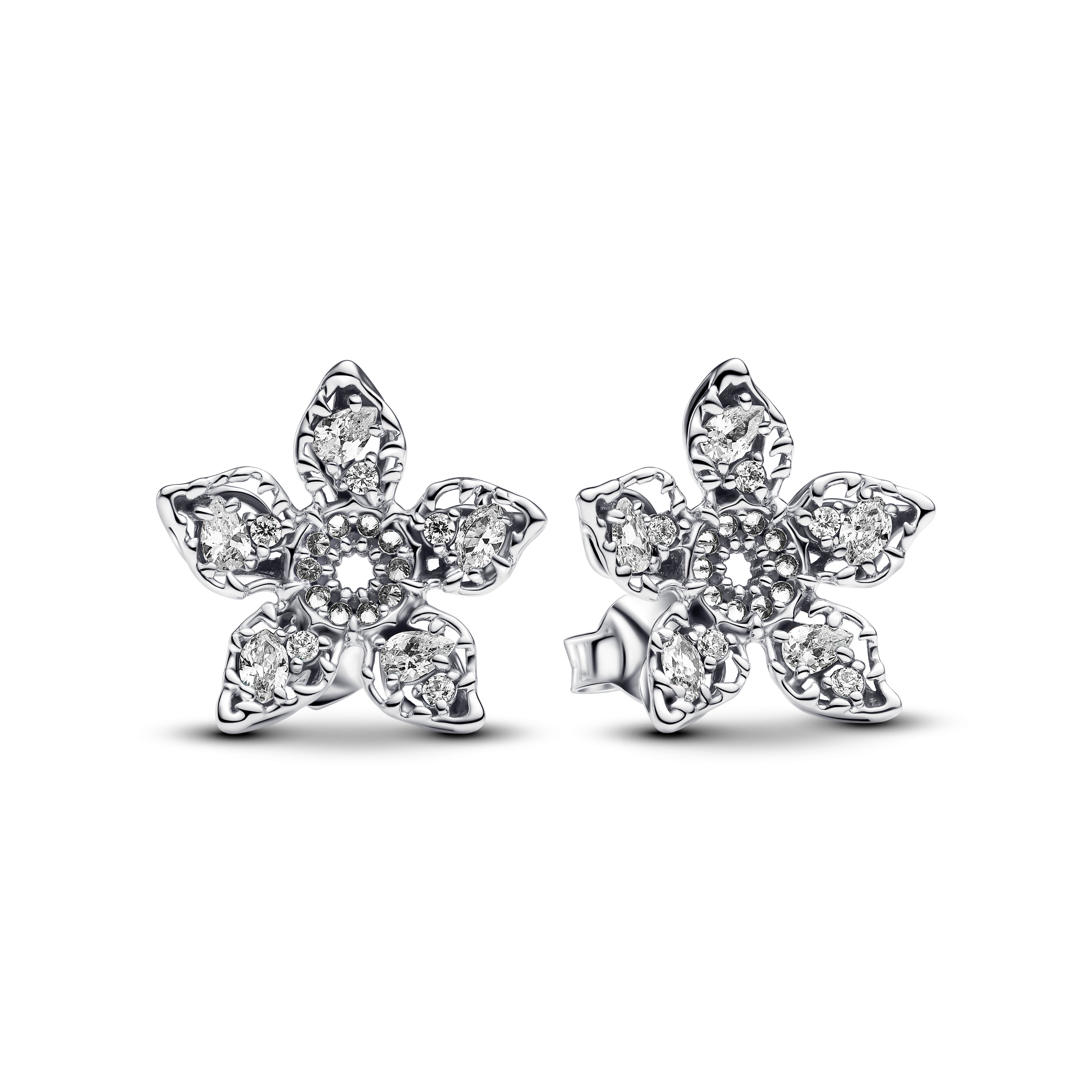 Project Red Sterling Silver Stud Earrings With Clear Cubic Zirconia