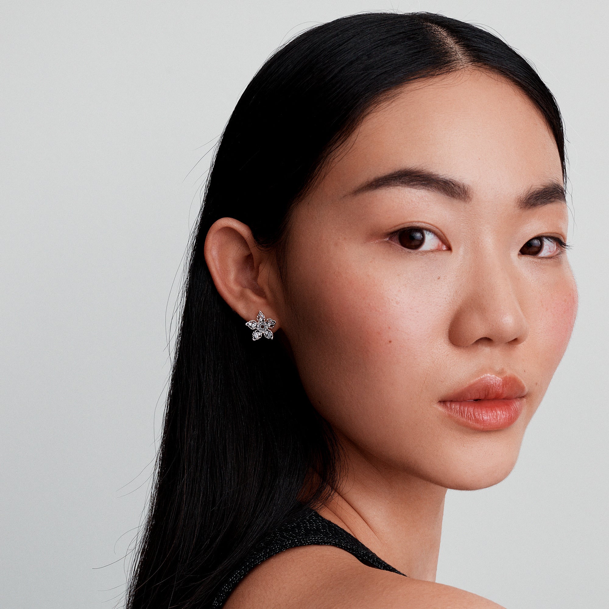 Project Red Sterling Silver Stud Earrings With Clear Cubic Zirconia