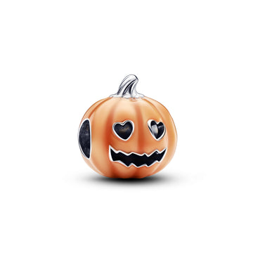 Pumpkin Sterling Silver Charm With Glow In The Dark Transparent Orange Enamel