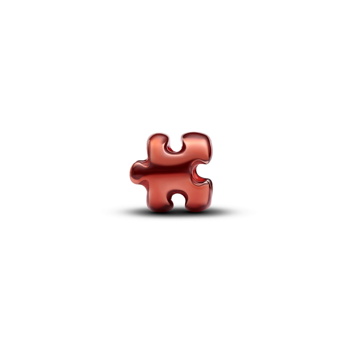 Puzzle Sterling Silver Mini Charm With Orange Enamel