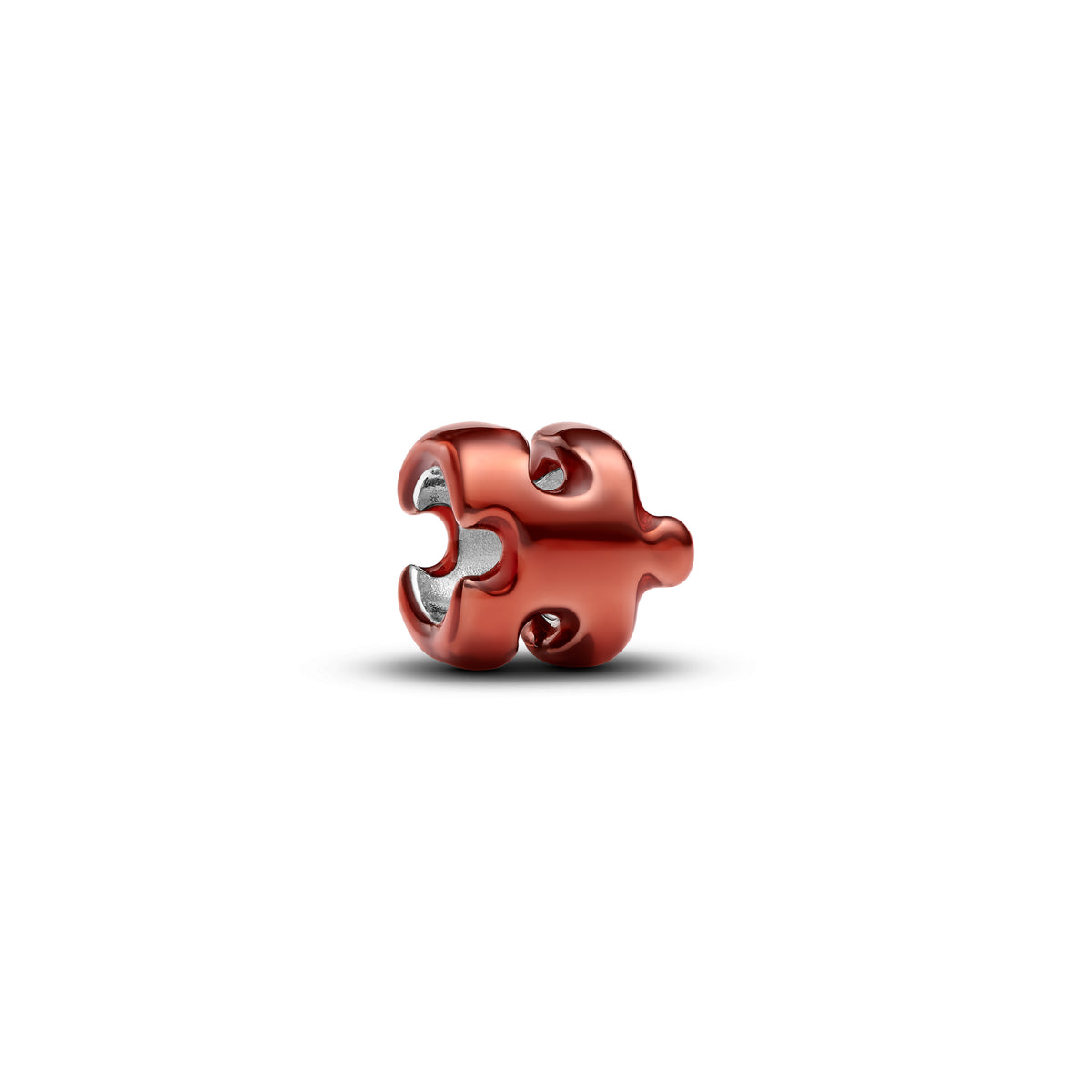 Puzzle Sterling Silver Mini Charm With Orange Enamel