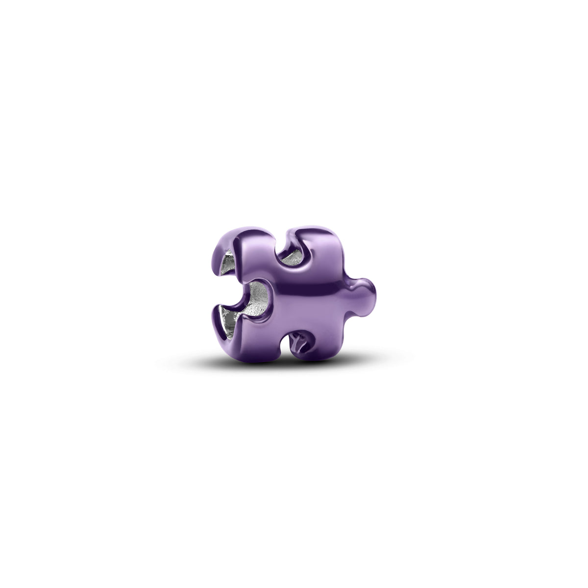 Puzzle Sterling Silver Mini Charm With Purple Enamel