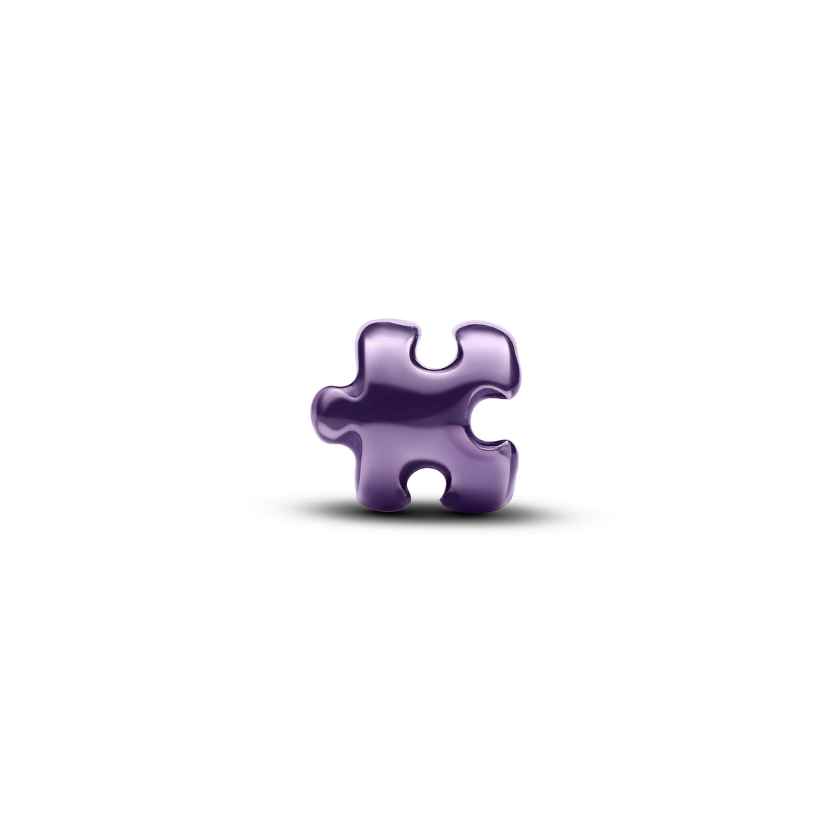Puzzle Sterling Silver Mini Charm With Purple Enamel