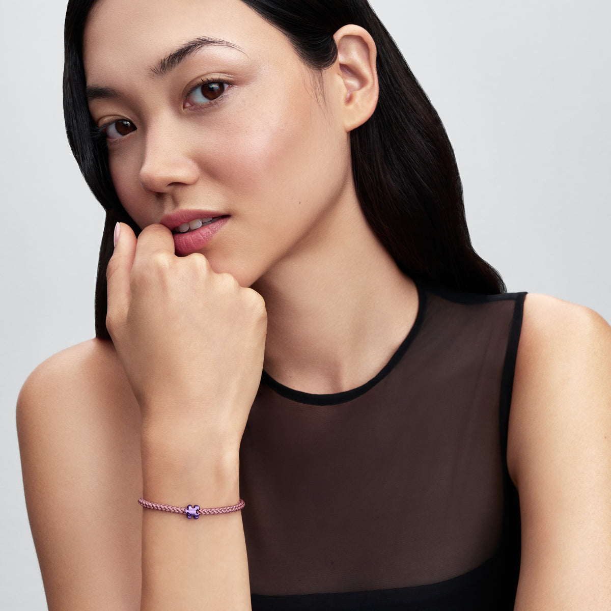 Puzzle Sterling Silver Mini Charm With Purple Enamel