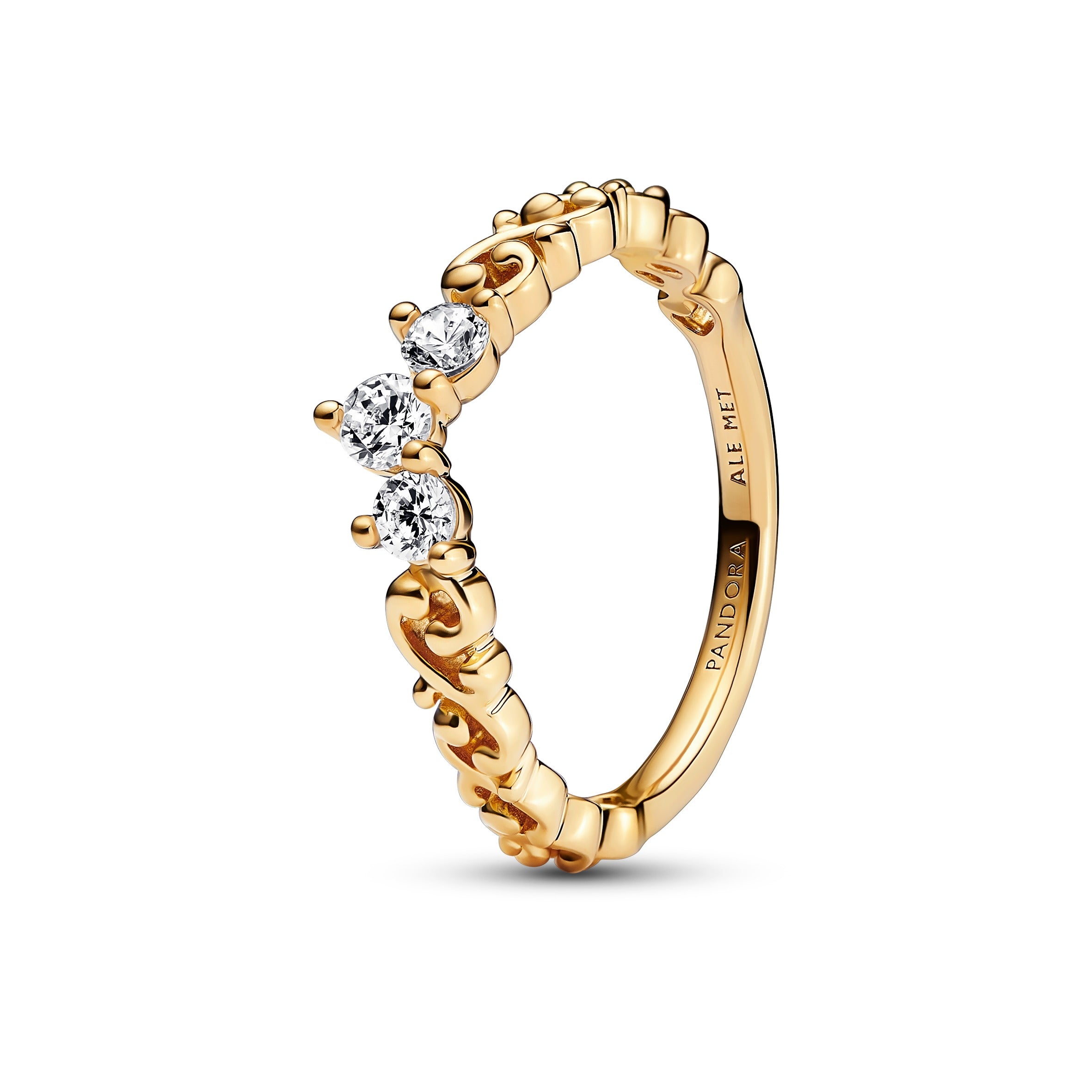 Regal Tiara 14K Gold-Plated Ring With Clear Cubic Zirconia