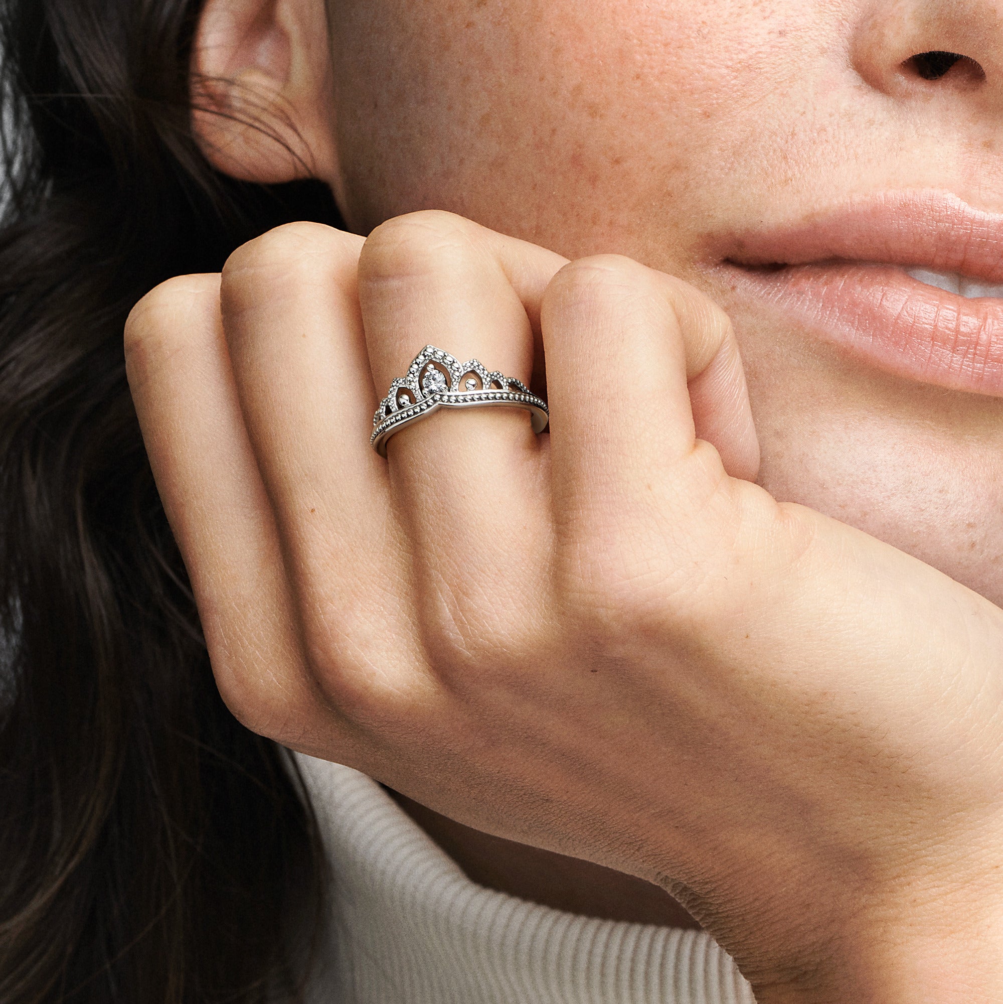 Regal Tiara Sterling Silver Ring With Clear Cubic Zirconia