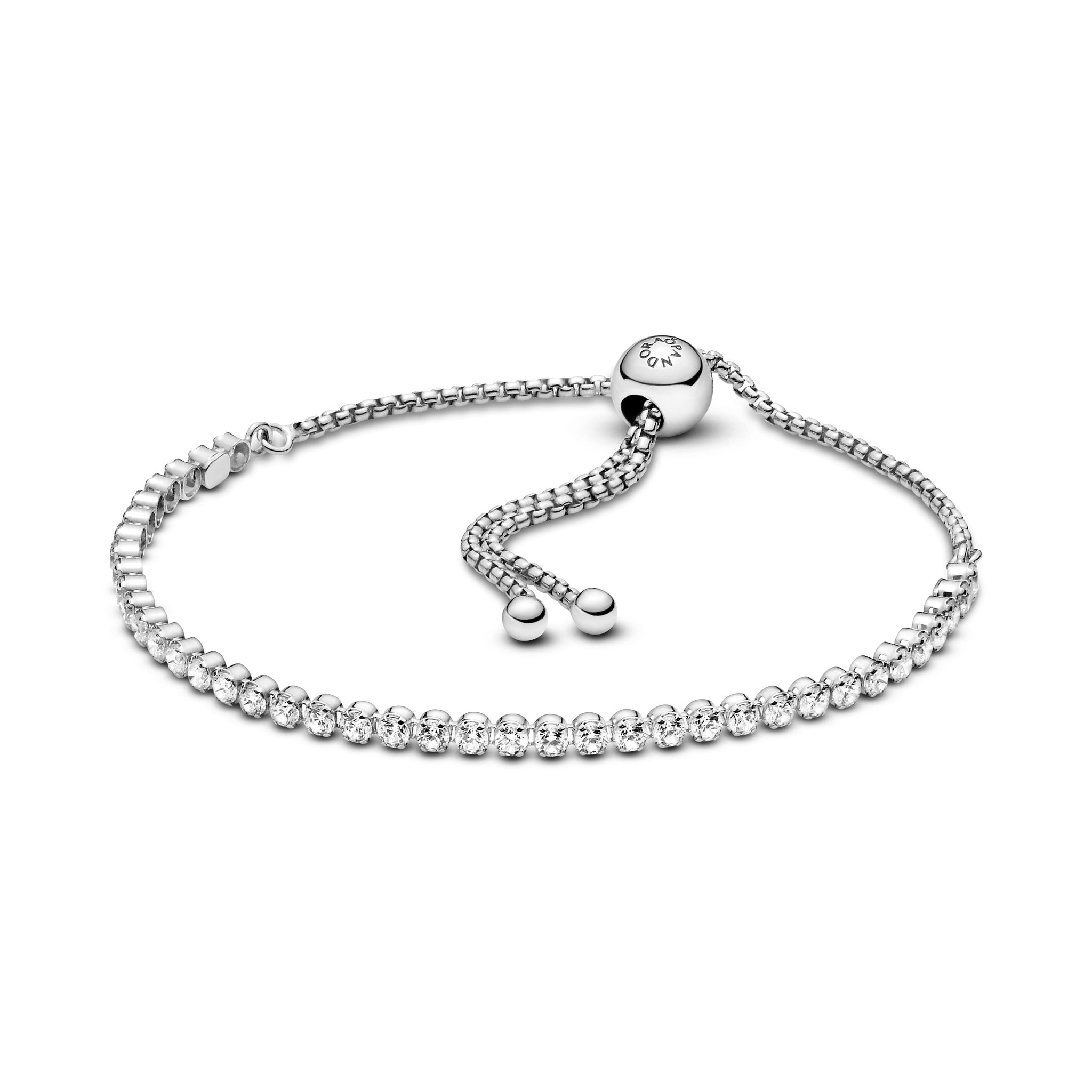 Rhodium Plated Sterling Silver Bracelet With Clear Cubic Zirconia