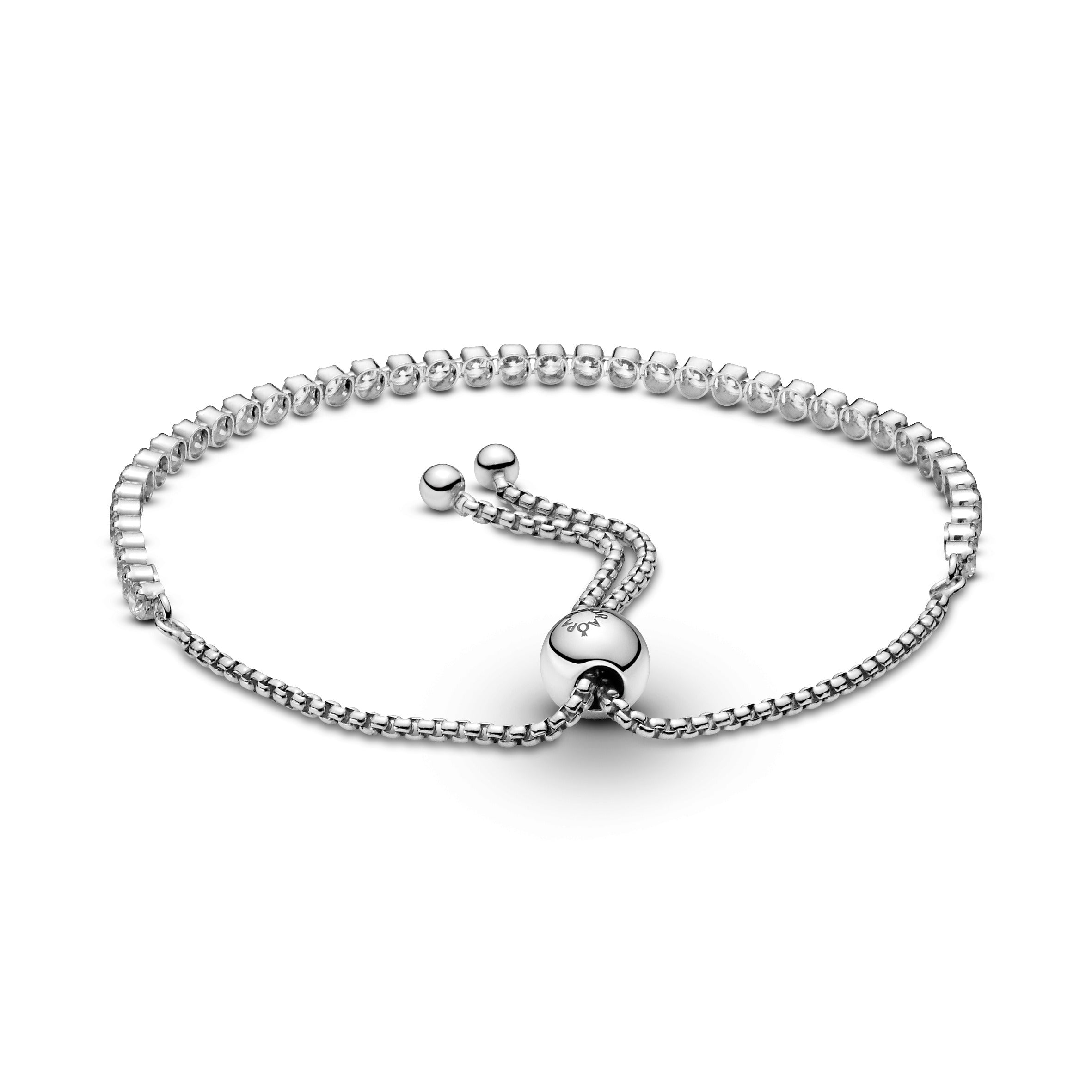 Rhodium Plated Sterling Silver Bracelet With Clear Cubic Zirconia